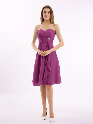 Knee Length Chiffon Dress with Sweetheart Neck-Orchid Plus Size