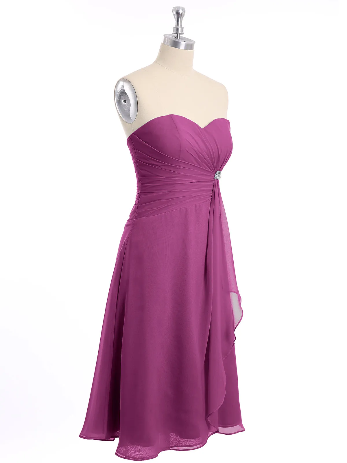 Knee Length Chiffon Dress with Sweetheart Neck-Orchid Plus Size