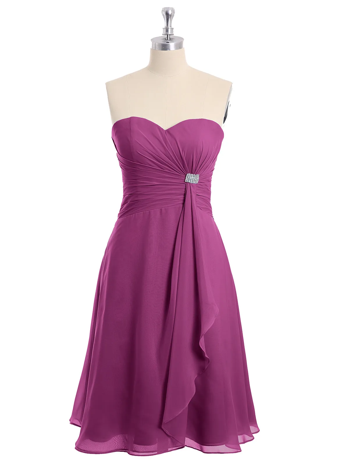 Knee Length Chiffon Dress with Sweetheart Neck-Orchid Plus Size