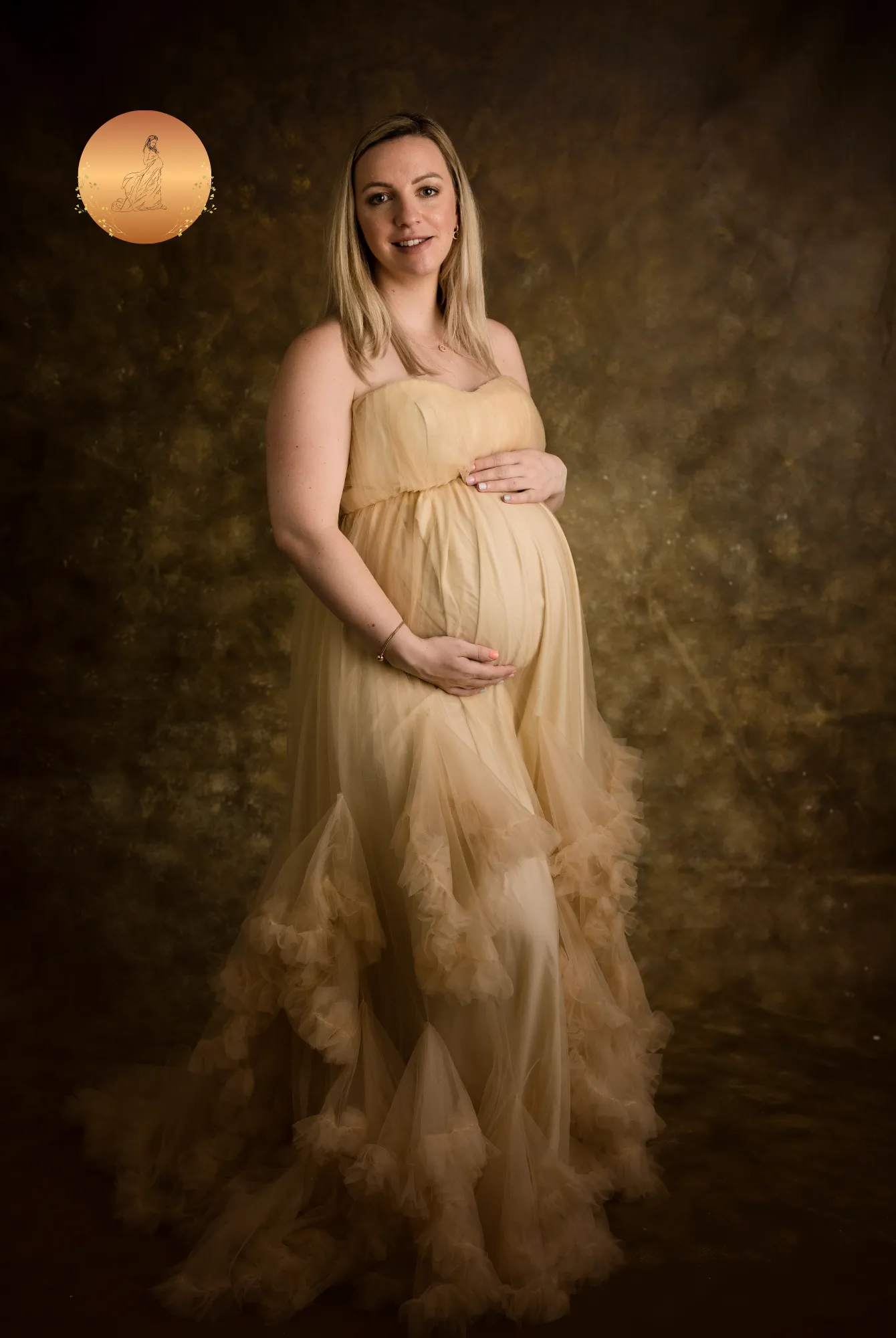 Maternity Photoshoot Dresses - Float - Champagne Tulle Gown - 4 DAY RENTAL