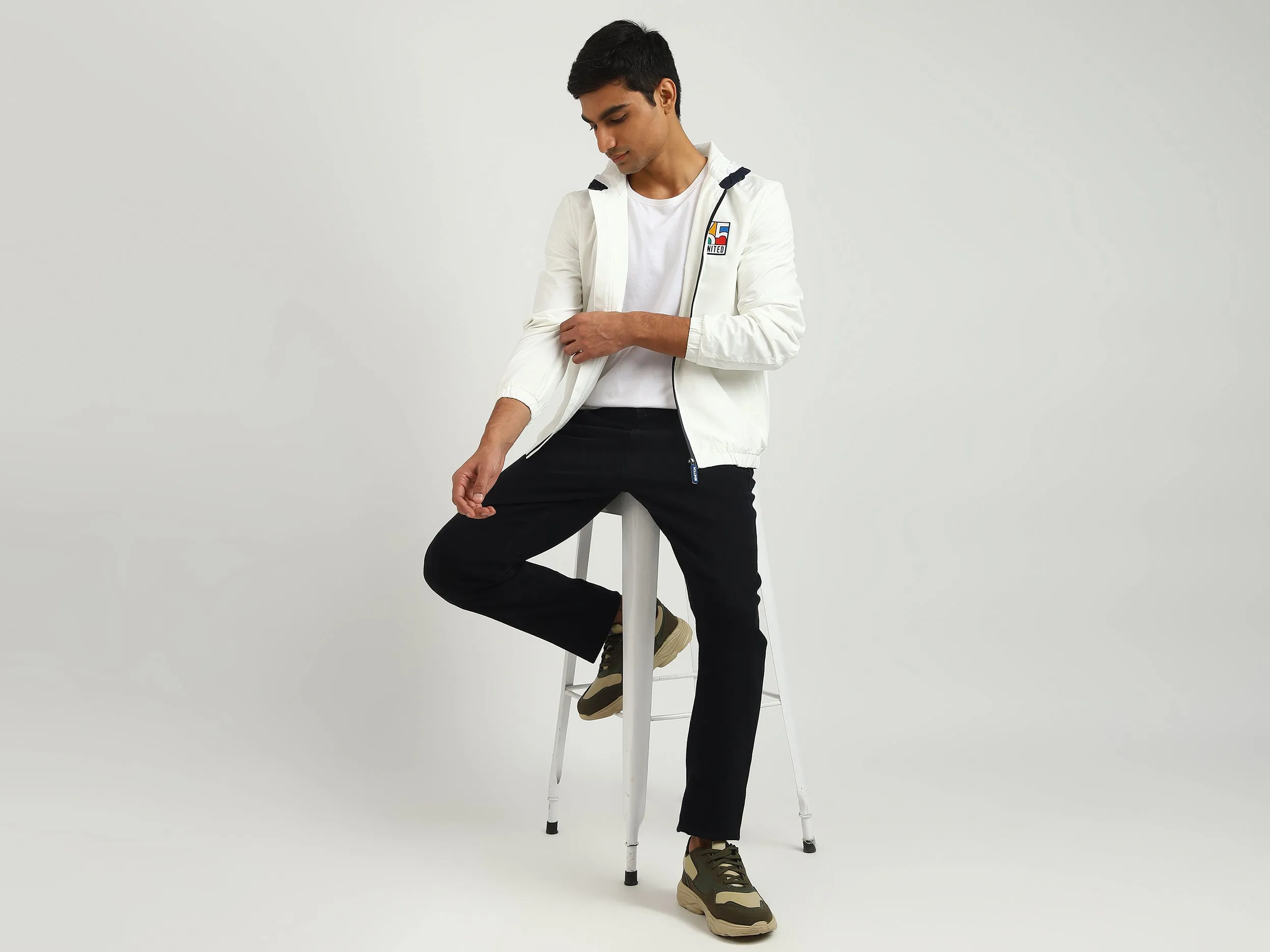 Men Solid Hooded Jacket