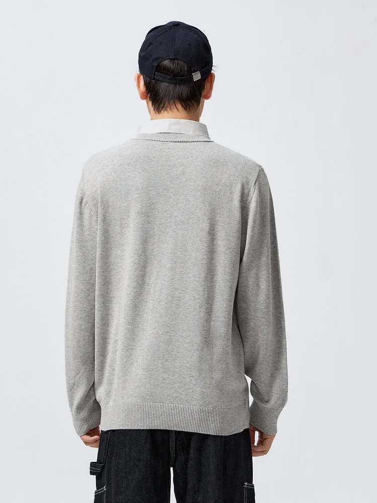 Men's 100% Cotton Shirt-Collar Fitted Pullover