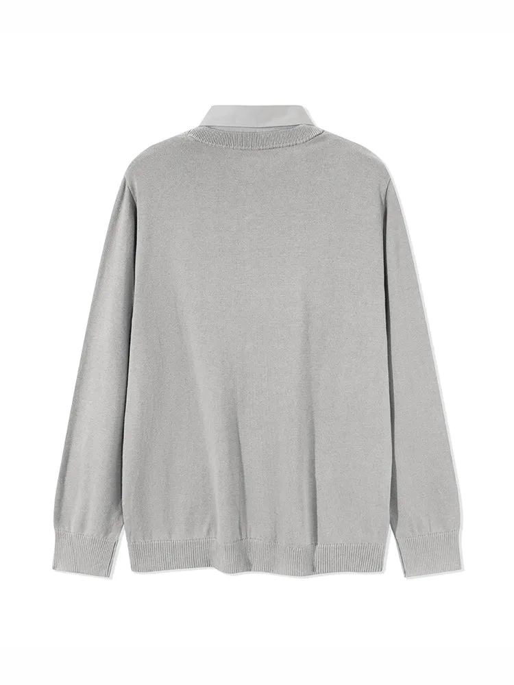 Men's 100% Cotton Shirt-Collar Fitted Pullover