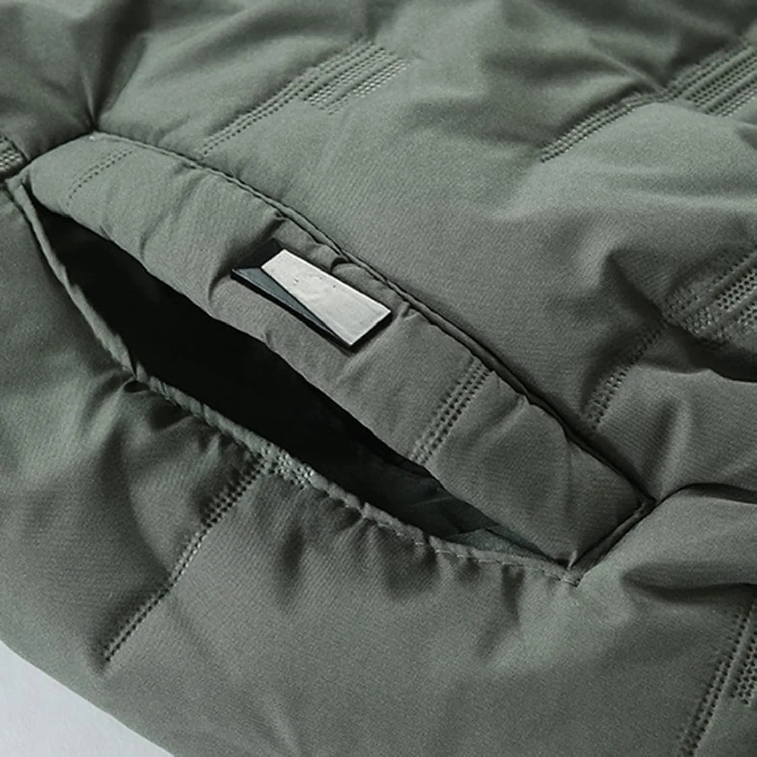 Mens Autumn And Winter Fashion Casual Solid Color Padded Warm Cotton Coat Cotton Padded Jacket Mens down Jacket Long