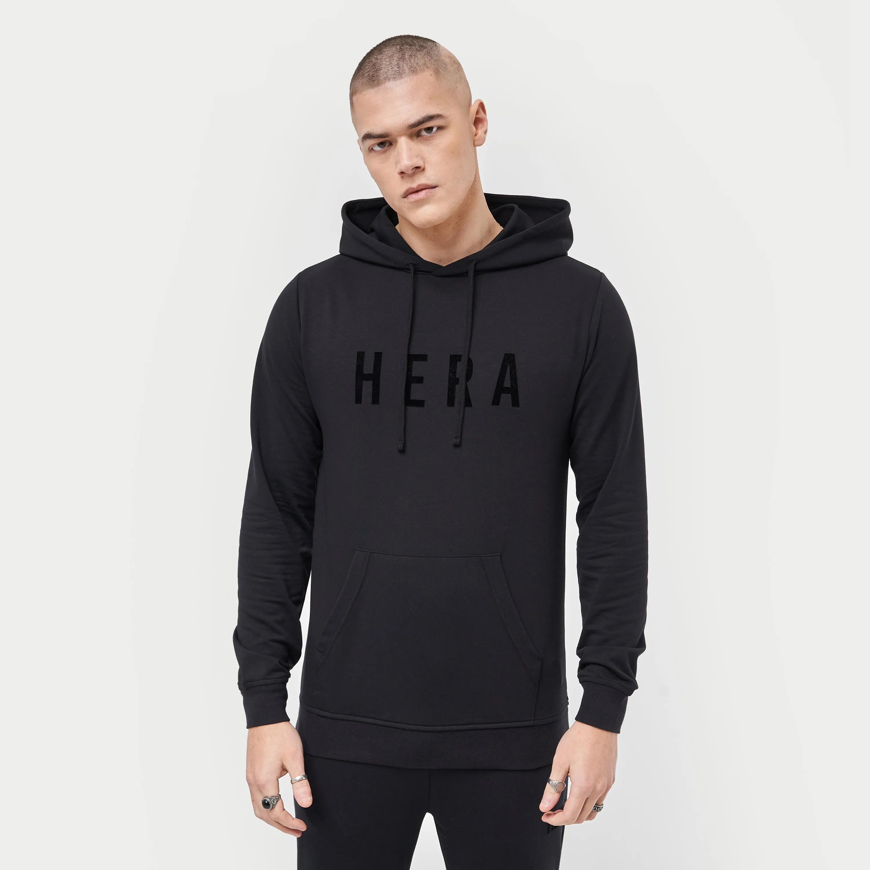 Mens Focus Lightweight Slim Fit Hoodie - Black
