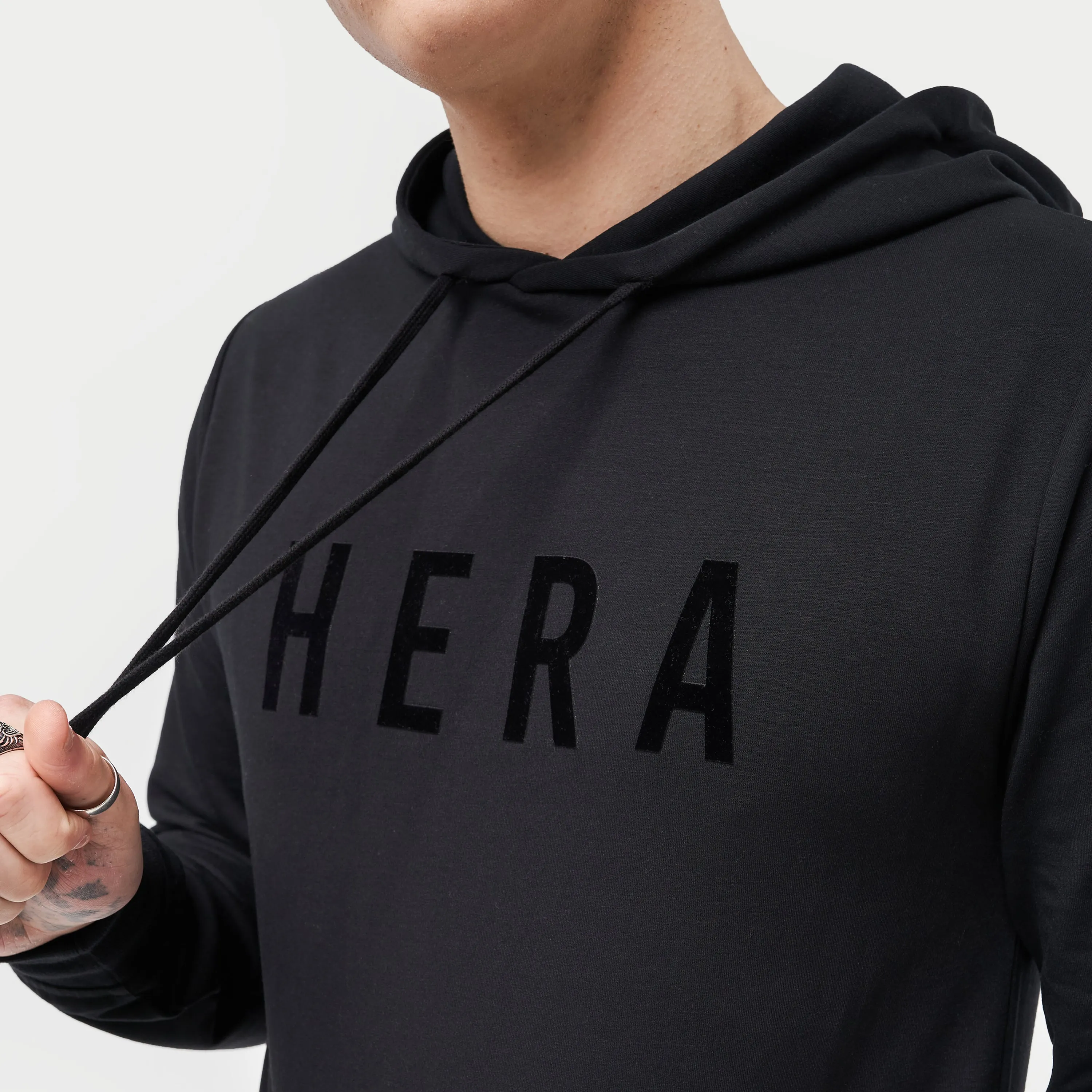 Mens Focus Lightweight Slim Fit Hoodie - Black