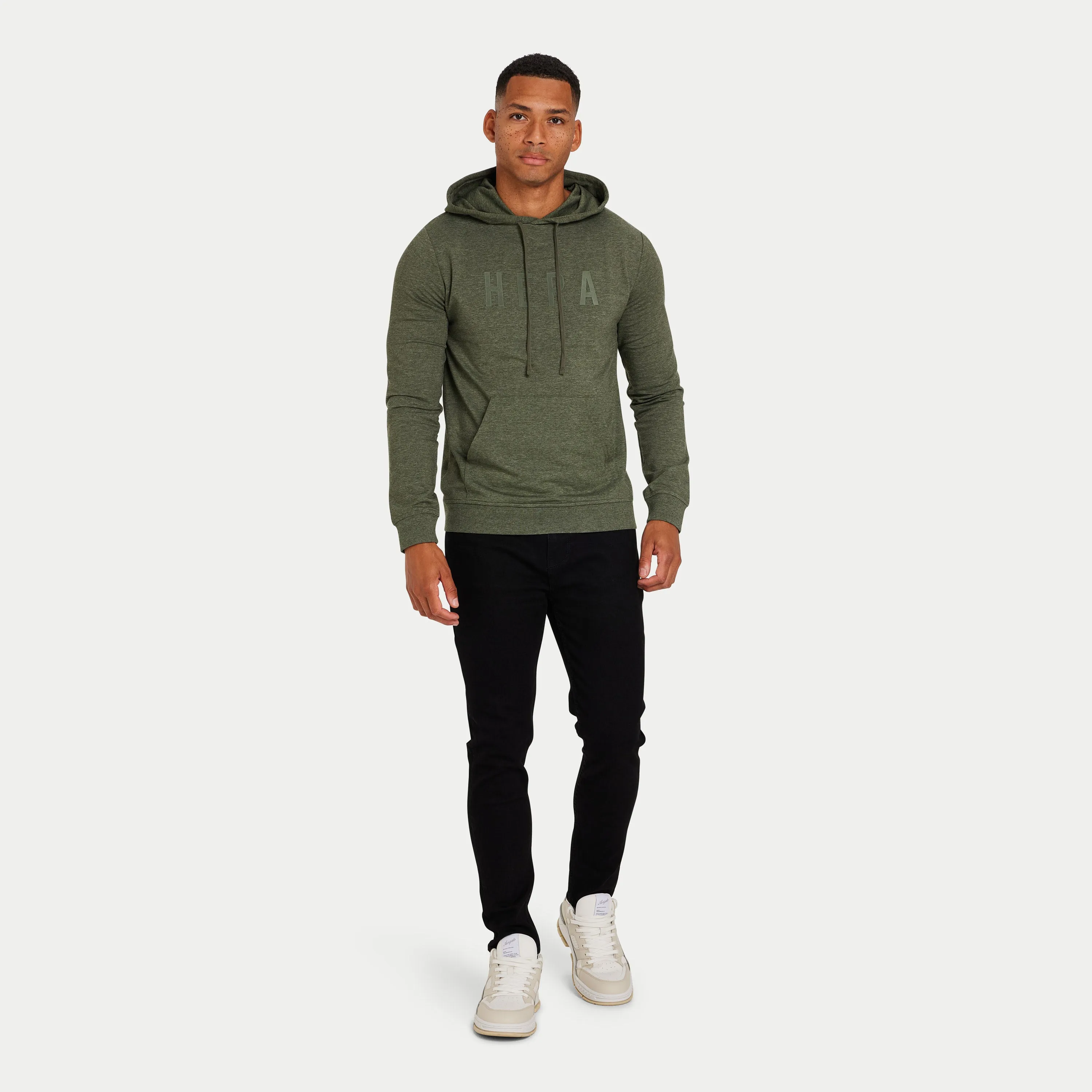 Mens Focus Lightweight Slim Fit Hoodie - Dark Khaki