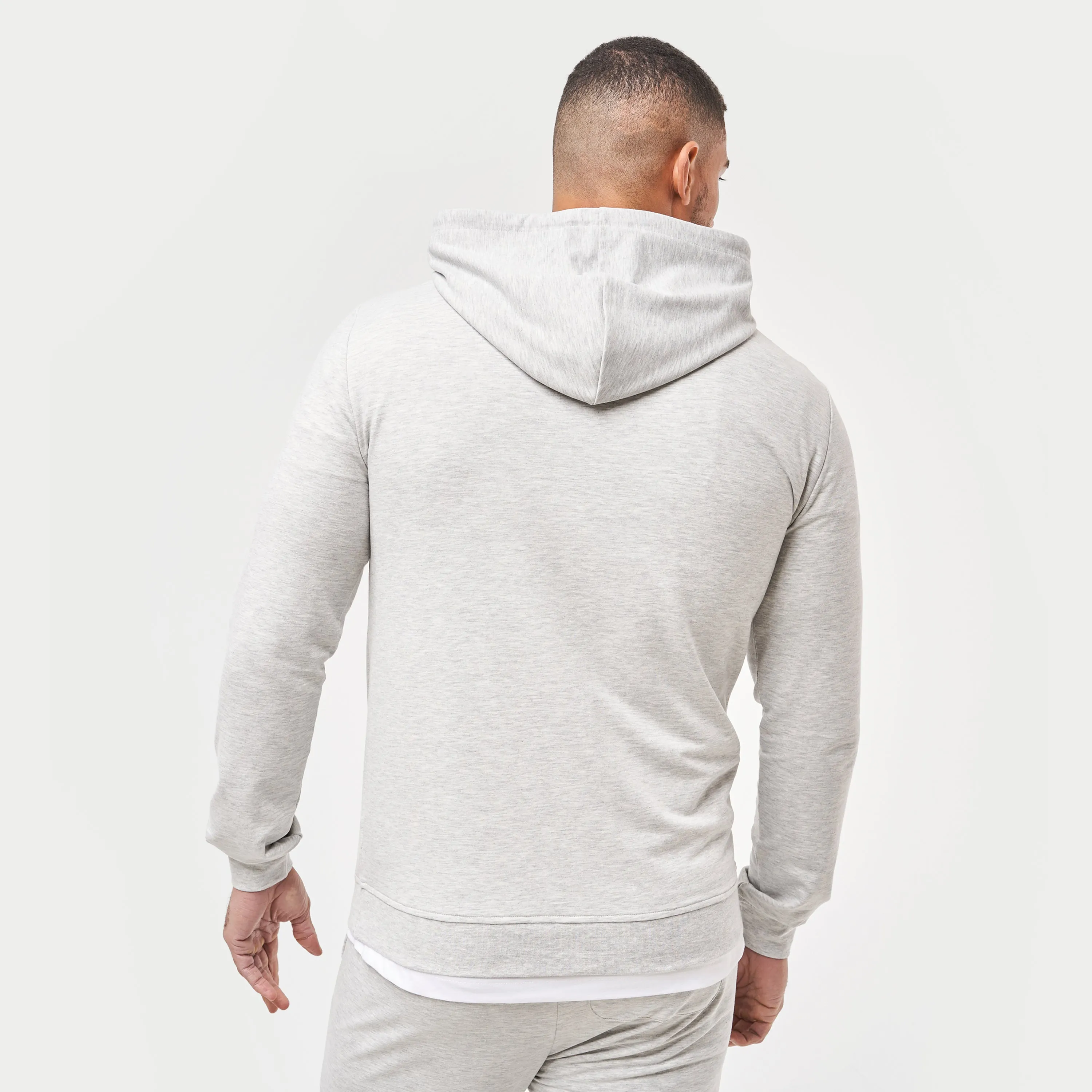 Mens Focus Lightweight Slim Fit Hoodie - Grey Marl