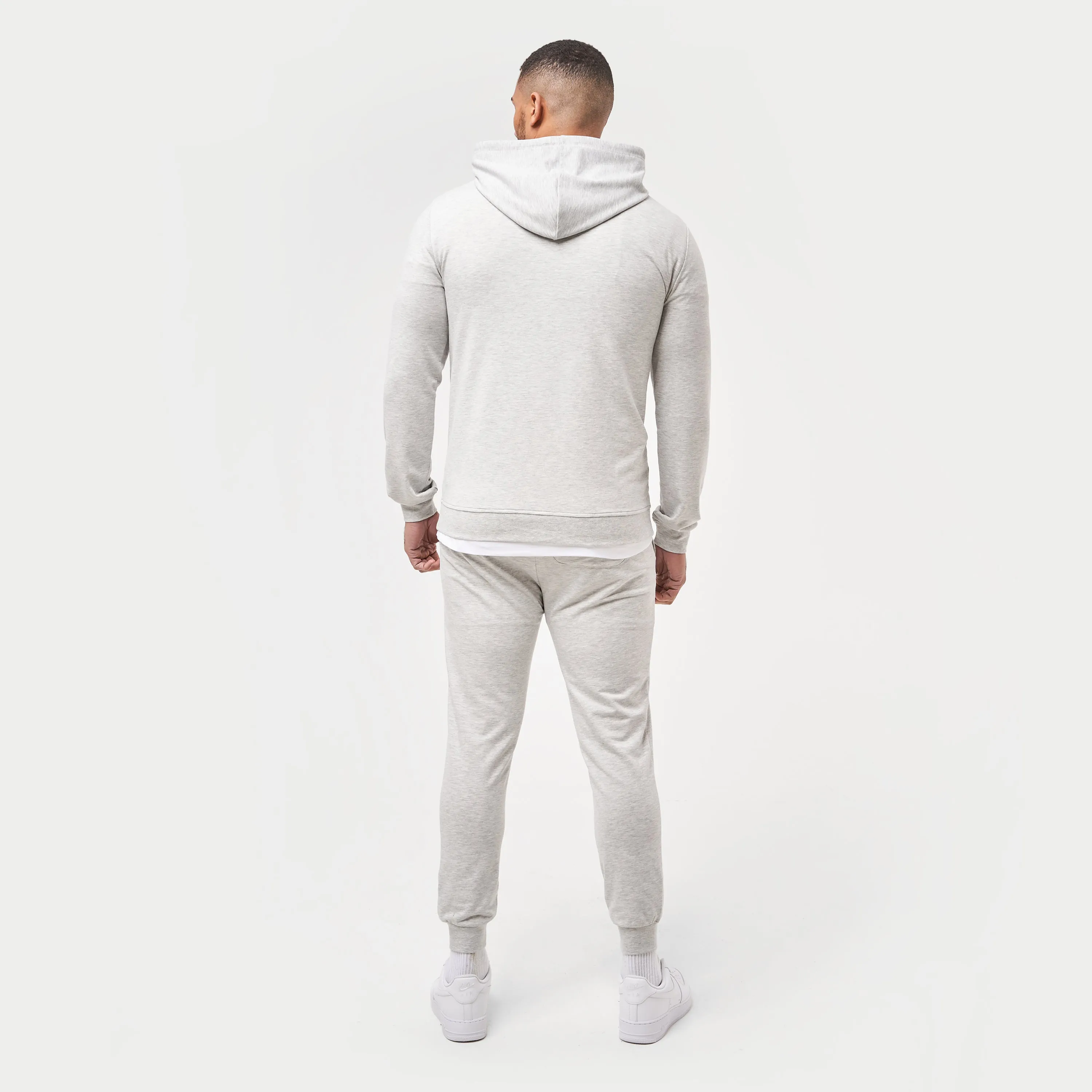 Mens Focus Lightweight Slim Fit Hoodie - Grey Marl