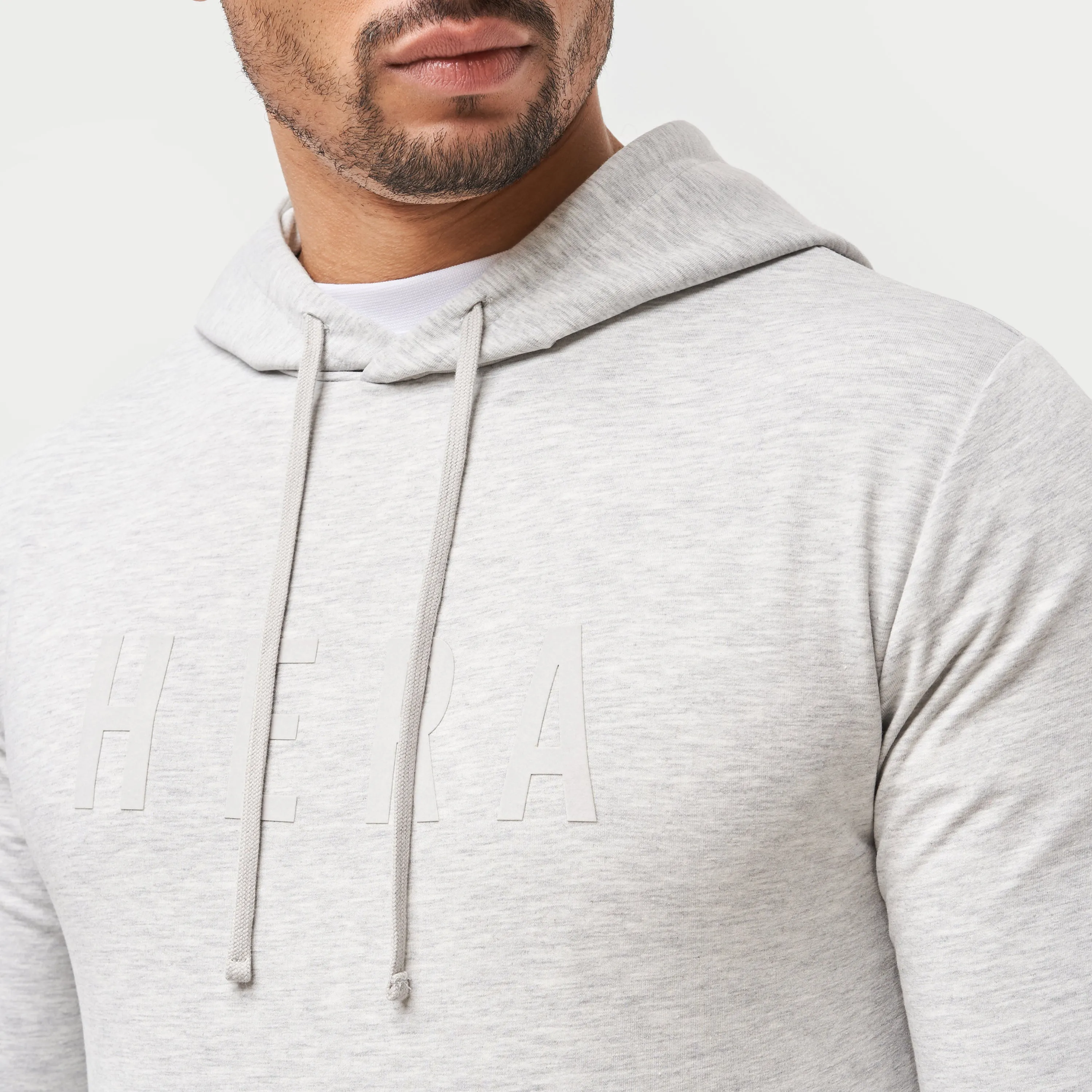 Mens Focus Lightweight Slim Fit Hoodie - Grey Marl