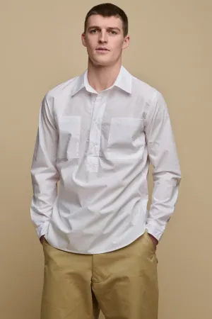 Men's Oli Half Placket Lightweight Cotton Shirt - White