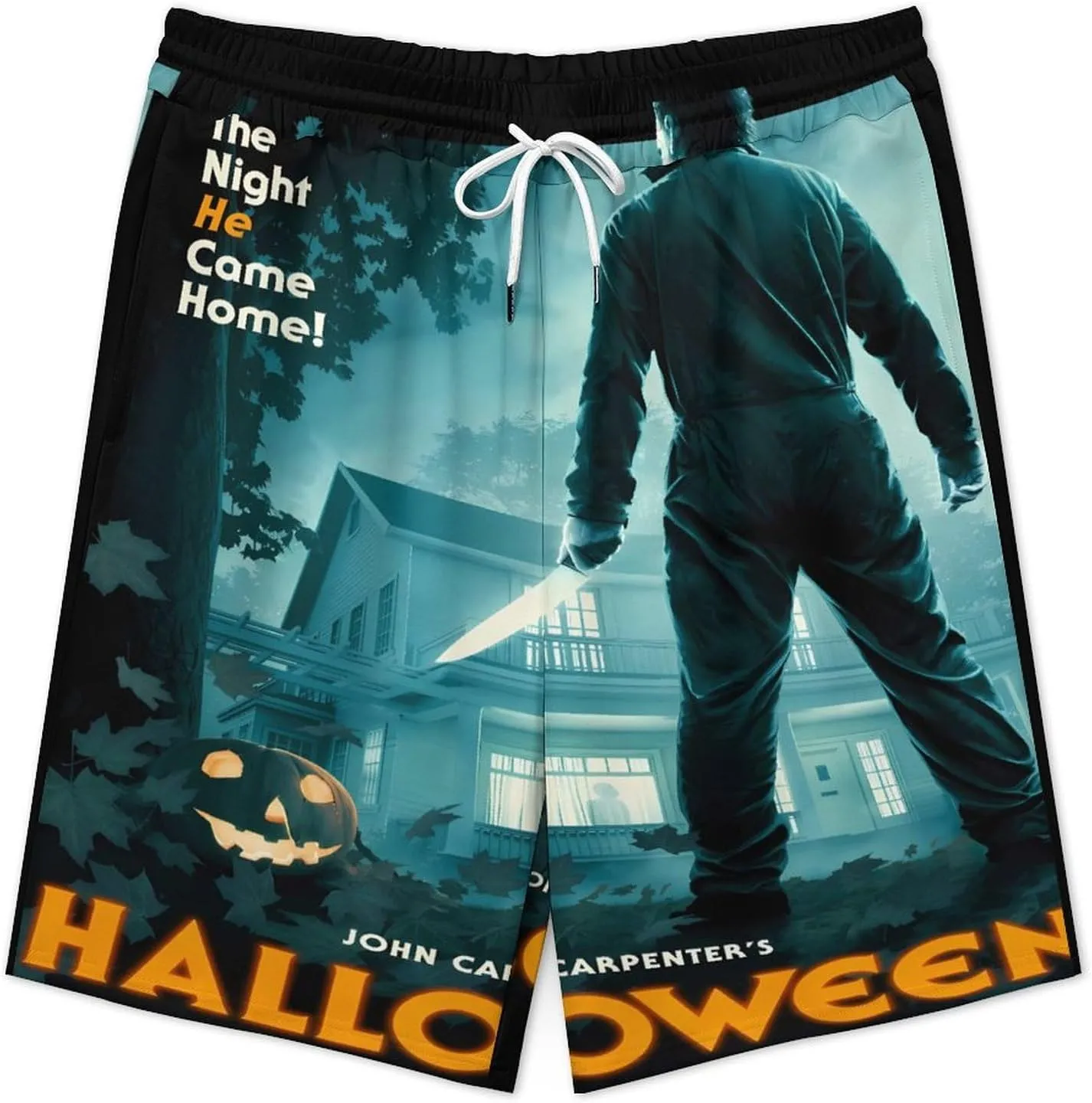 Men's Short Sweatpants Halloween Michael Myers Beachwear Hawaiian Short Pants Swimsuits Beach Shorts with Pockets