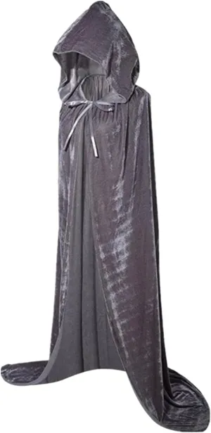 Miyaomn Dresses for Women 2023 Women's Velvet Hoodie Cloak Solid Color Vampire Witch Wizard Long Cape Robe Halloween Christmas Party Cosplay Costume(Grey,Large)