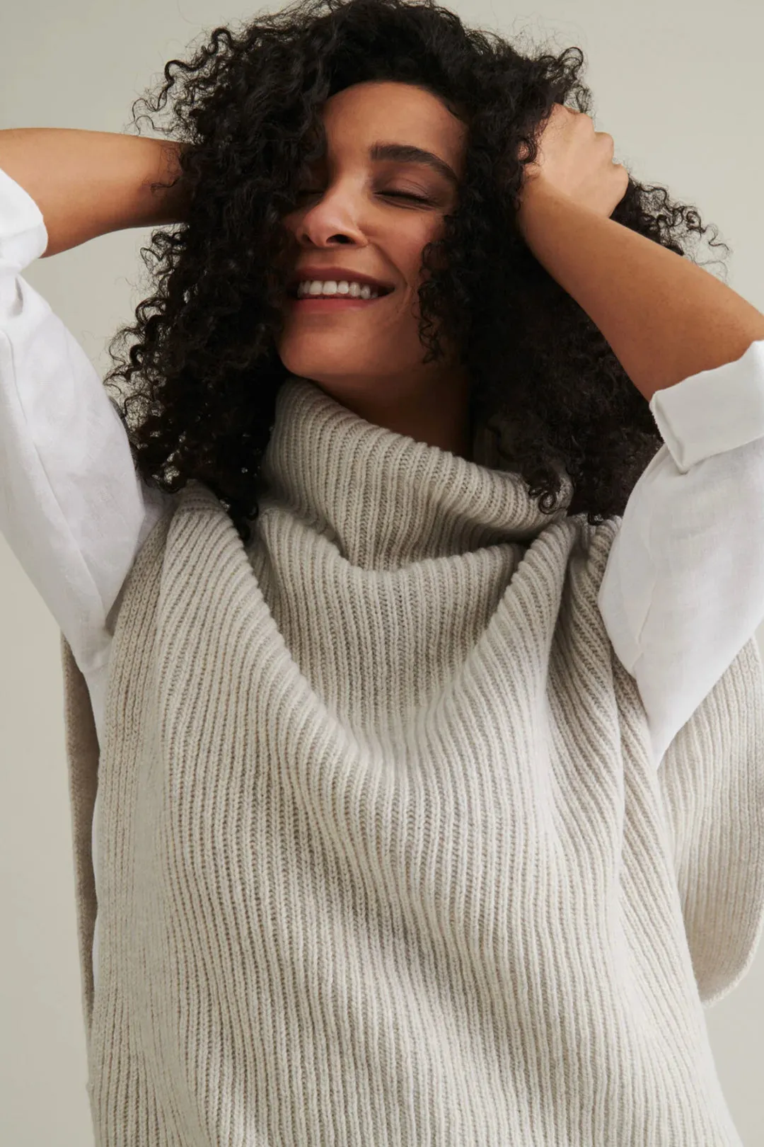 Niinmun Utö Merino Wool Collar Vest Light Grey