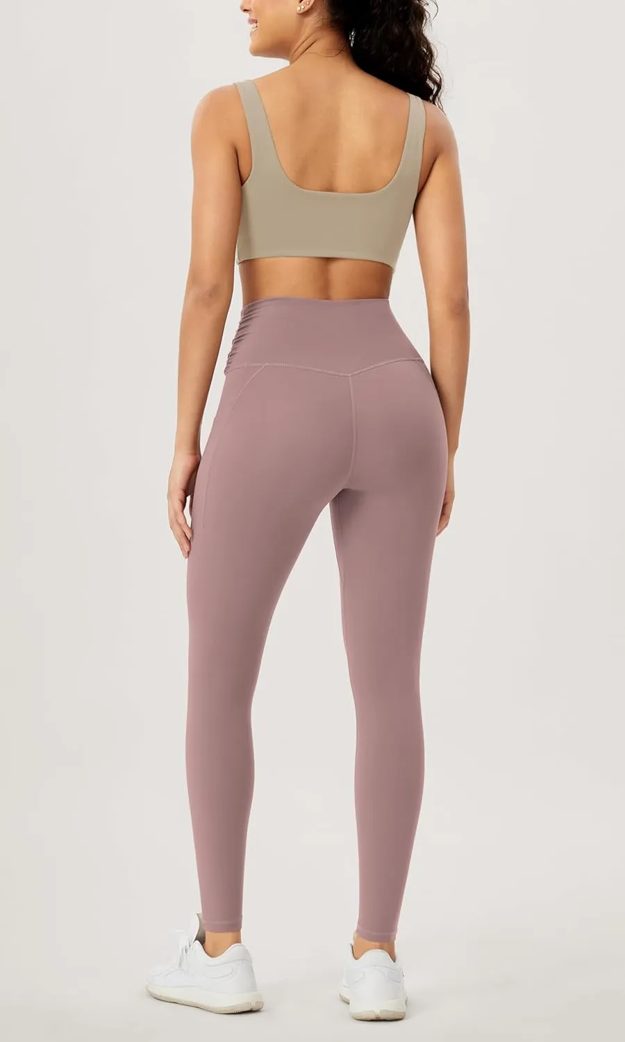 ODODOS Women's Gathered Cross Waist Yoga Leggings with Pockets, 25" / 28" Crossover Workout Yoga Pants