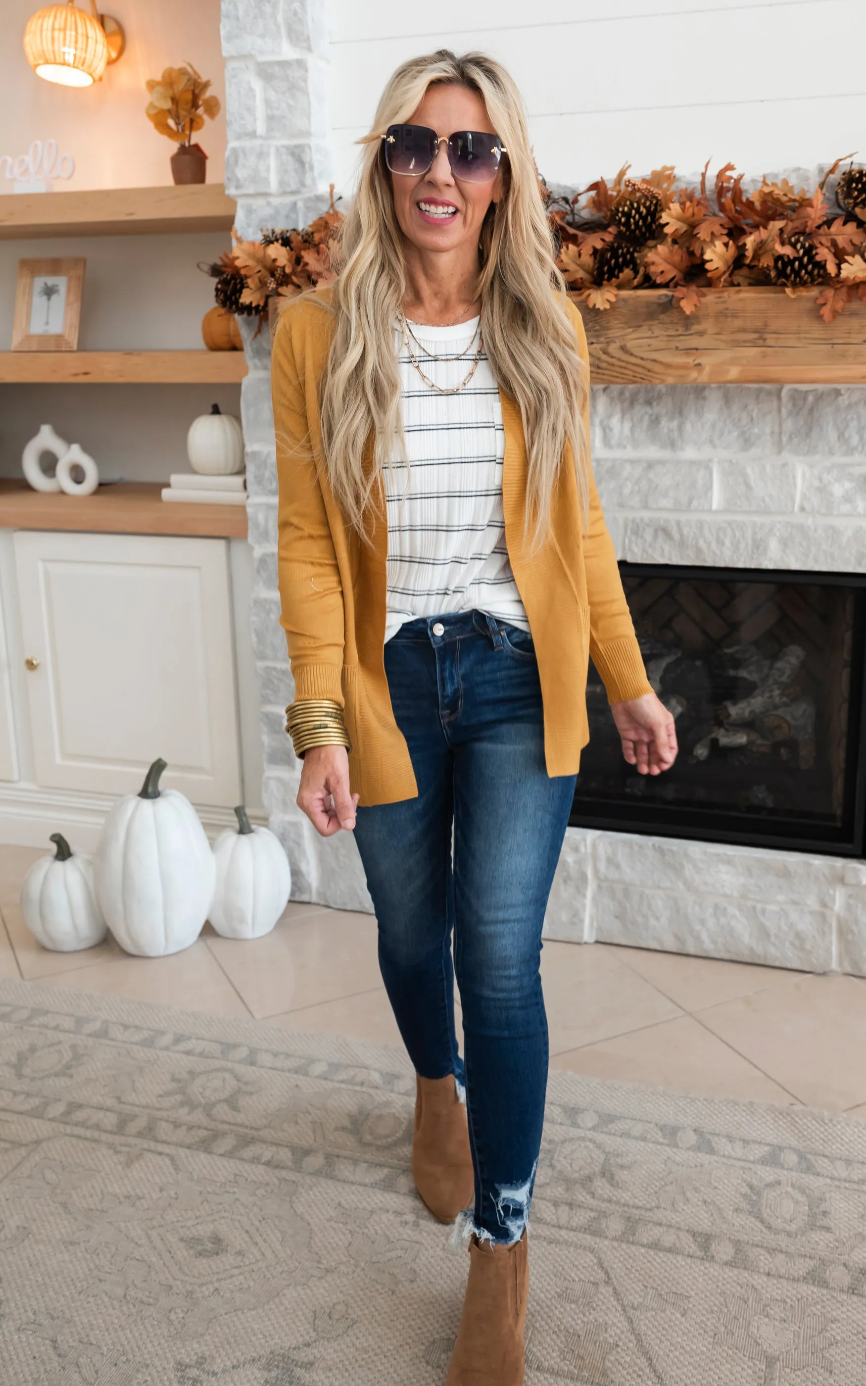 Our Favorite Boyfriend Cardigan - Mustard - Final Sale