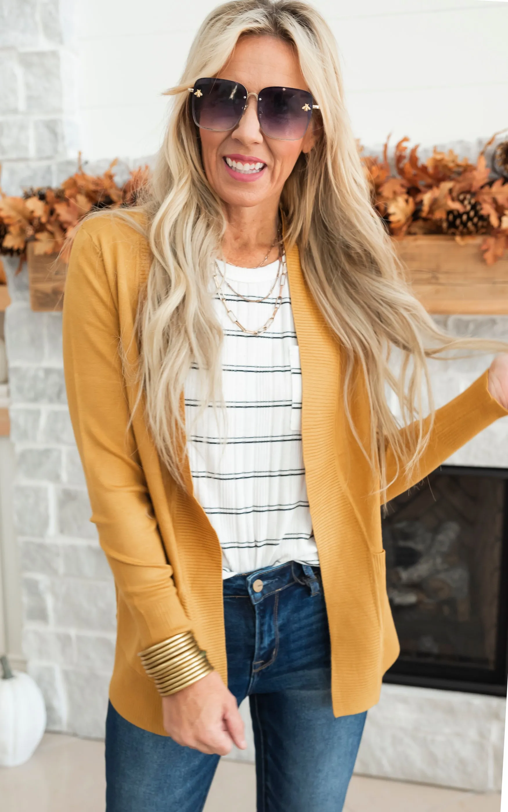 Our Favorite Boyfriend Cardigan - Mustard - Final Sale