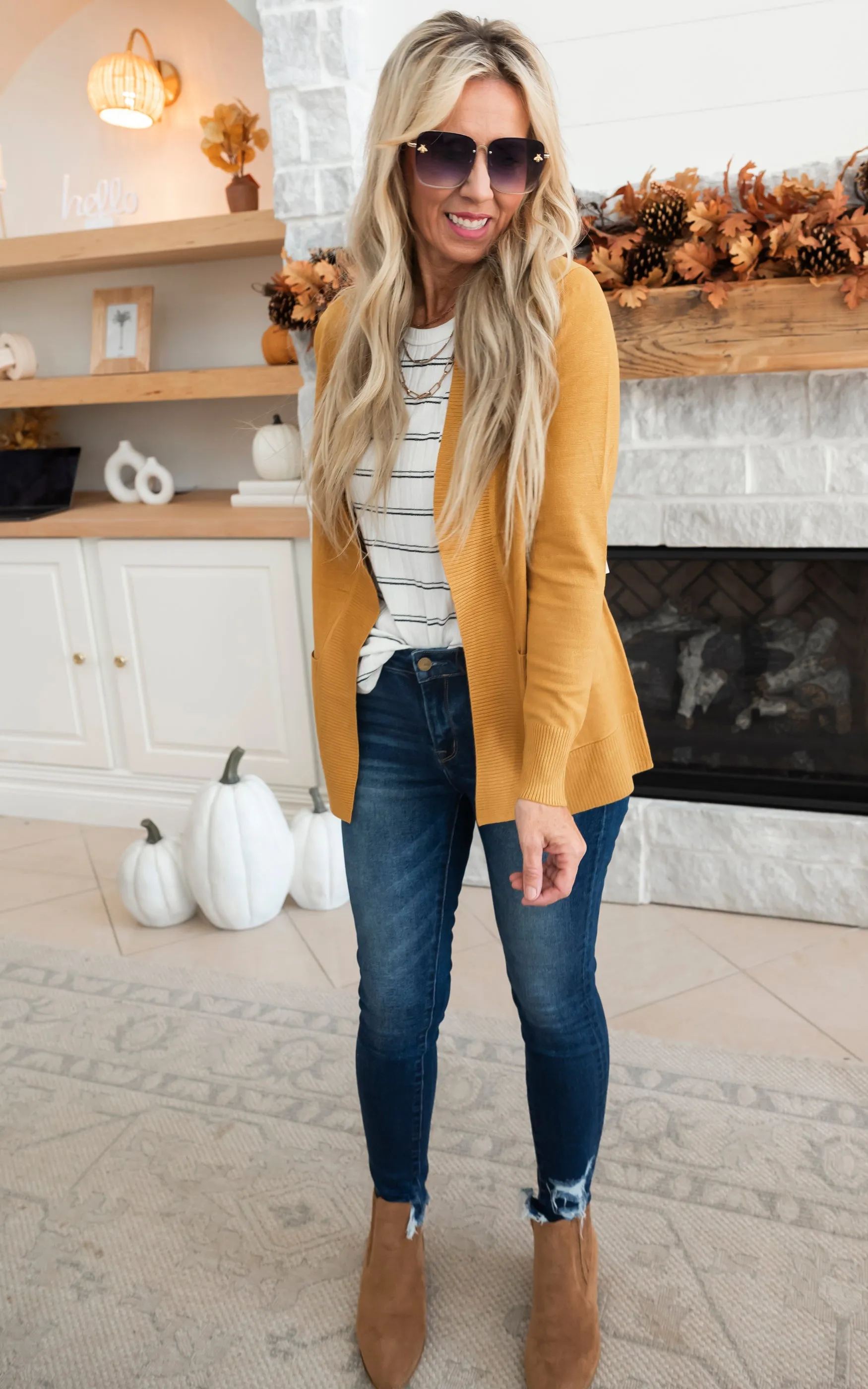 Our Favorite Boyfriend Cardigan - Mustard - Final Sale