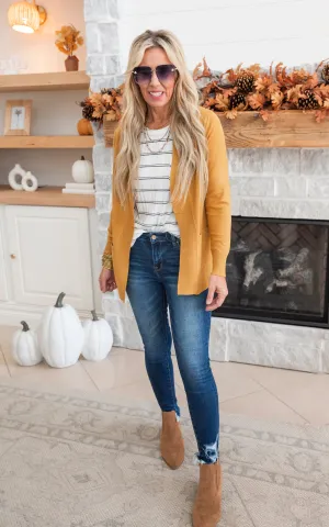 Our Favorite Boyfriend Cardigan - Mustard - Final Sale