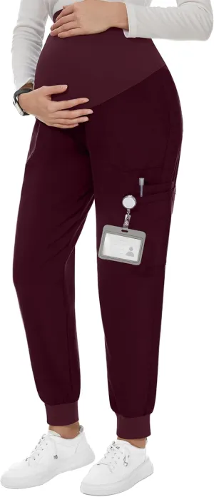 PACBREEZE Women's Maternity Scrubs with 6 Pockets, Workwear Maternity Jogger Scrubs Pregnancy Pants, S-XXL