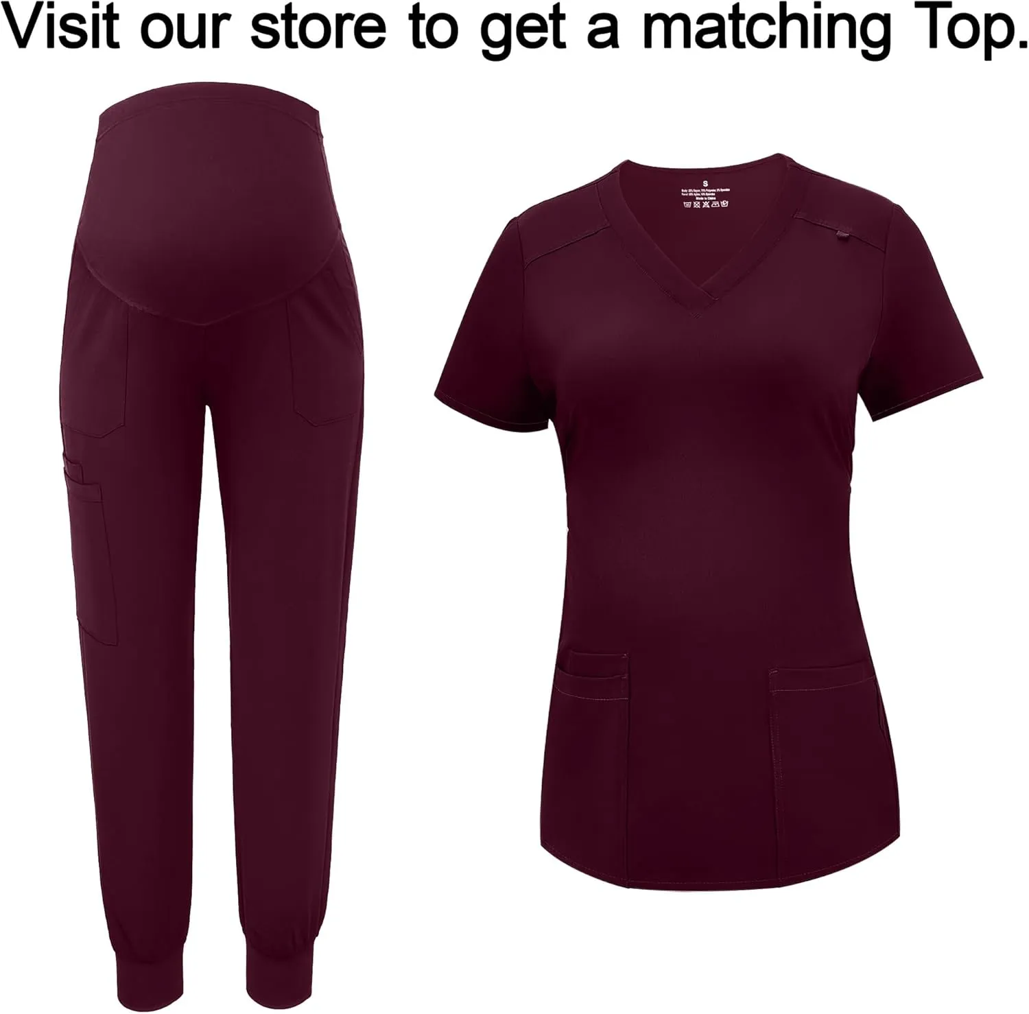 PACBREEZE Women's Maternity Scrubs with 6 Pockets, Workwear Maternity Jogger Scrubs Pregnancy Pants, S-XXL