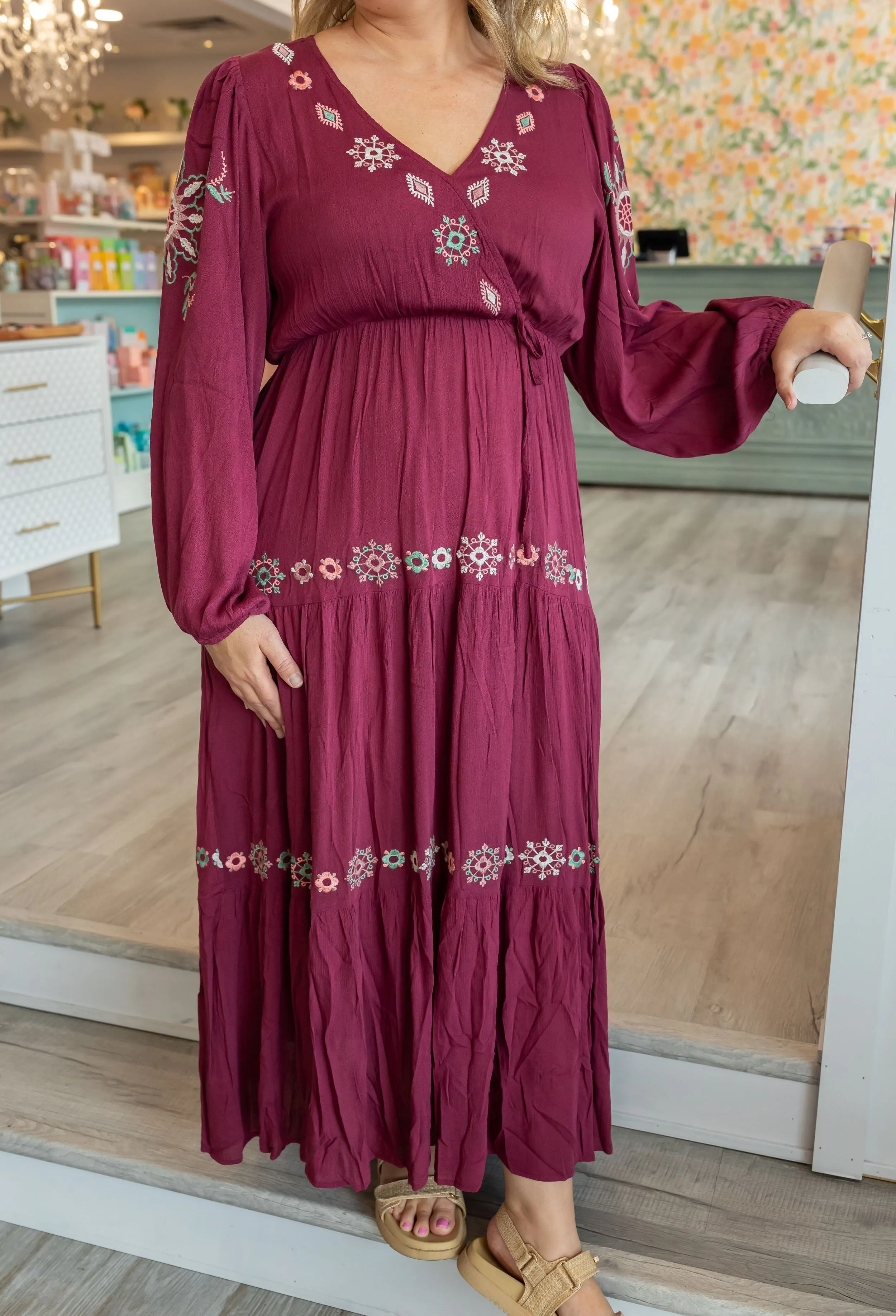Plum Rayon Maxi Dress