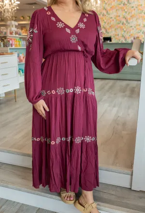 Plum Rayon Maxi Dress