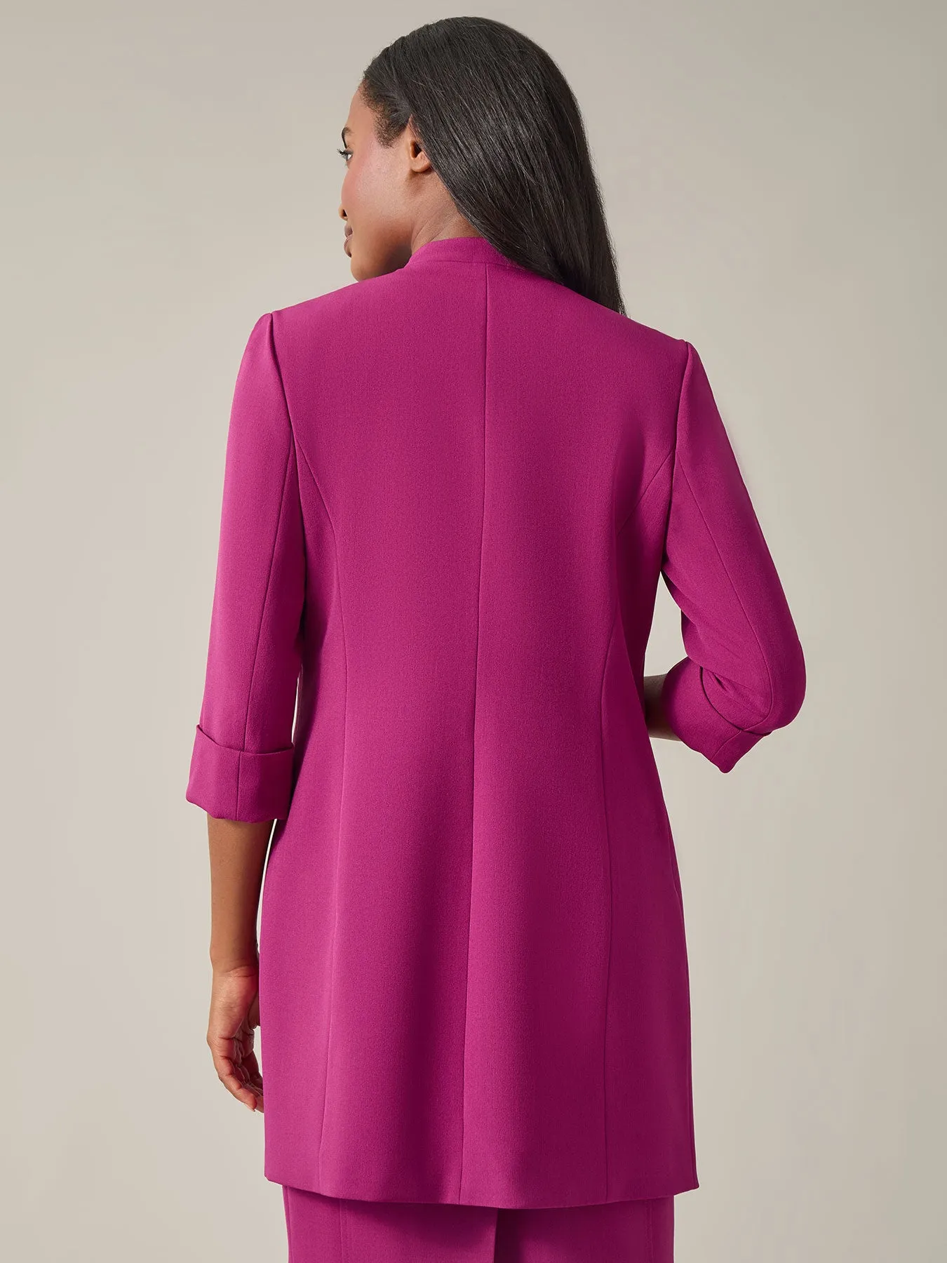 Rolled-Sleeve Topper, Iconic Stretch Crepe