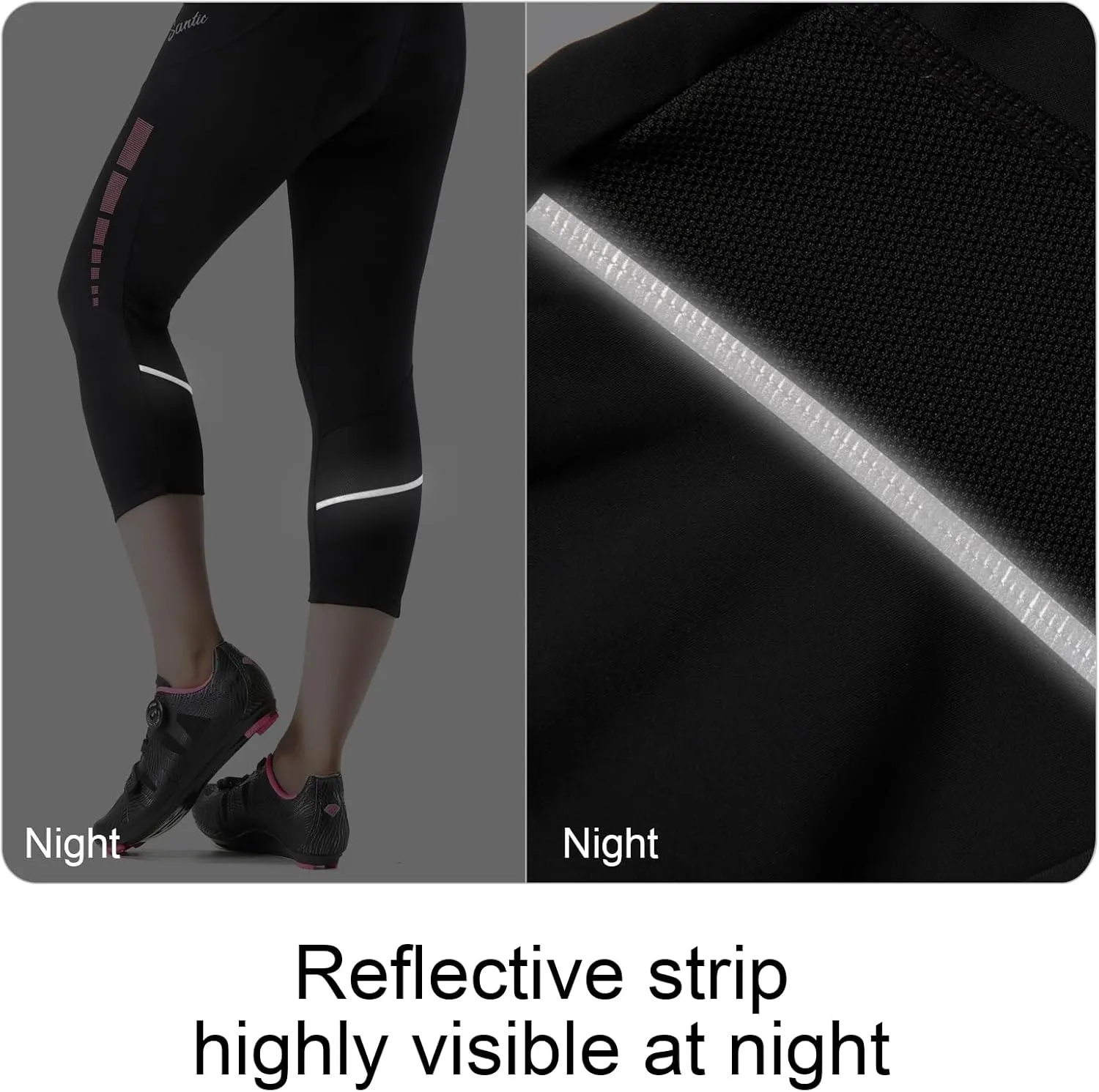 Santic Women's Bike Pants 4D Padded Cycling Capris Shorts 3/4 Biking Tights Bicycle Capris