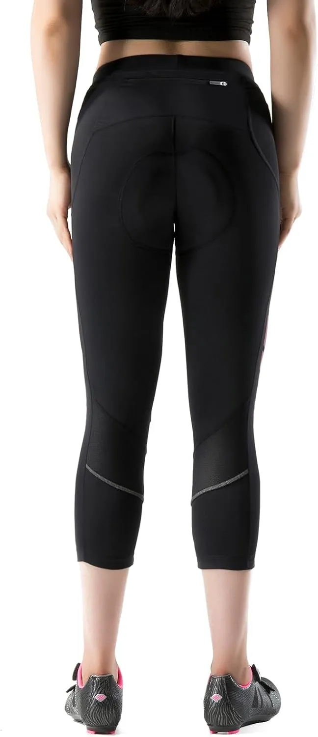 Santic Women's Bike Pants 4D Padded Cycling Capris Shorts 3/4 Biking Tights Bicycle Capris