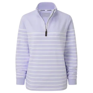 Schoffel Hope Cove 1/4 Zip Ladies Sweatshirt - Pale Blue Stripe