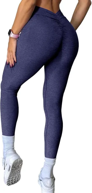 SEASUM Viral V Back Leggings for Women Curves Scrunch Butt Lifting Workout Yoga Pants High Waisted Gym Booty Tights