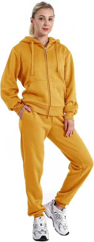 Sherpa Zipper Womens Sweatsuits Active Jogging Fleece 2 Pieces Hoodie and Pants Winter Outfit Sets