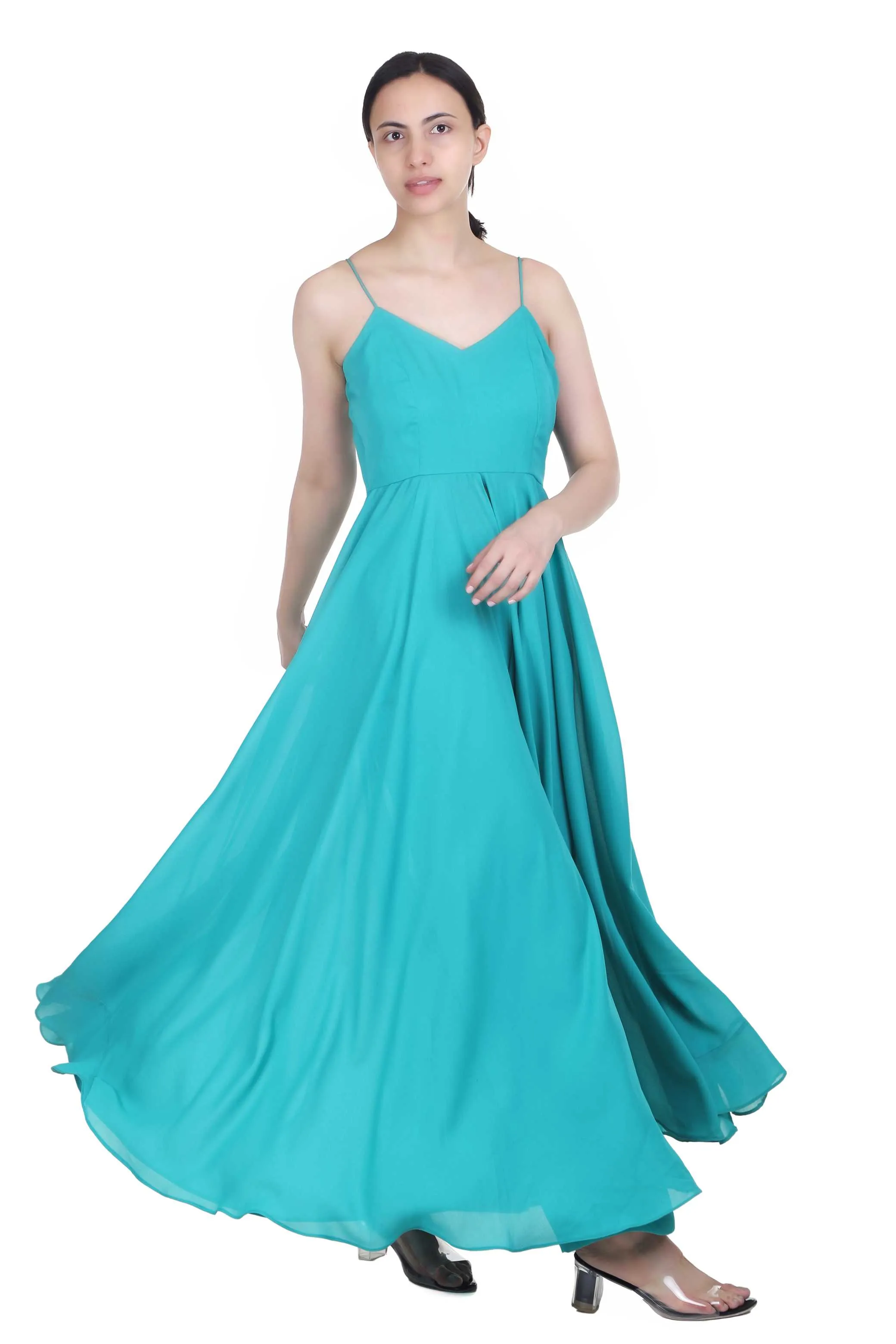 SWEETHEART NECK FLARED LONG DRESS