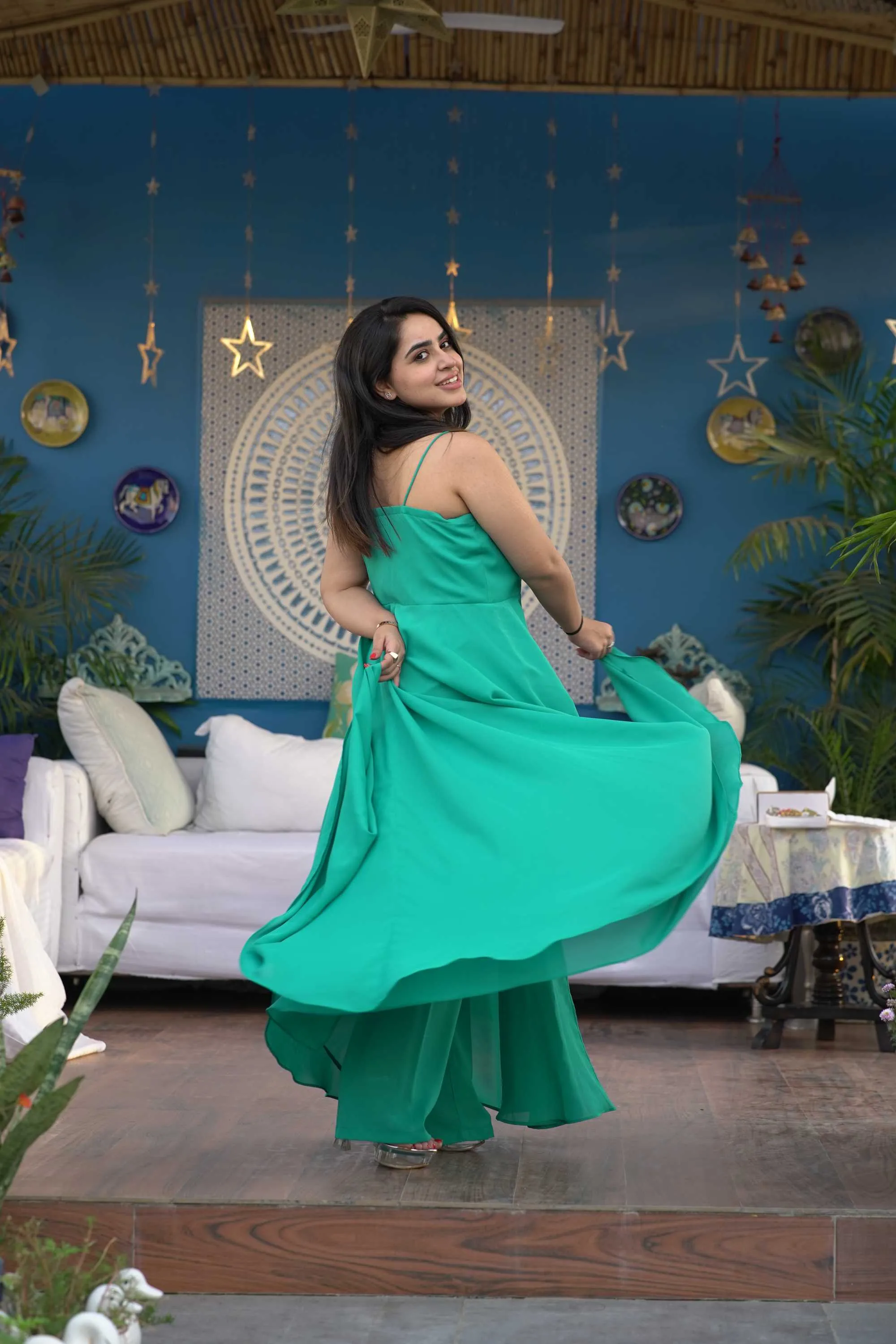SWEETHEART NECK FLARED LONG DRESS