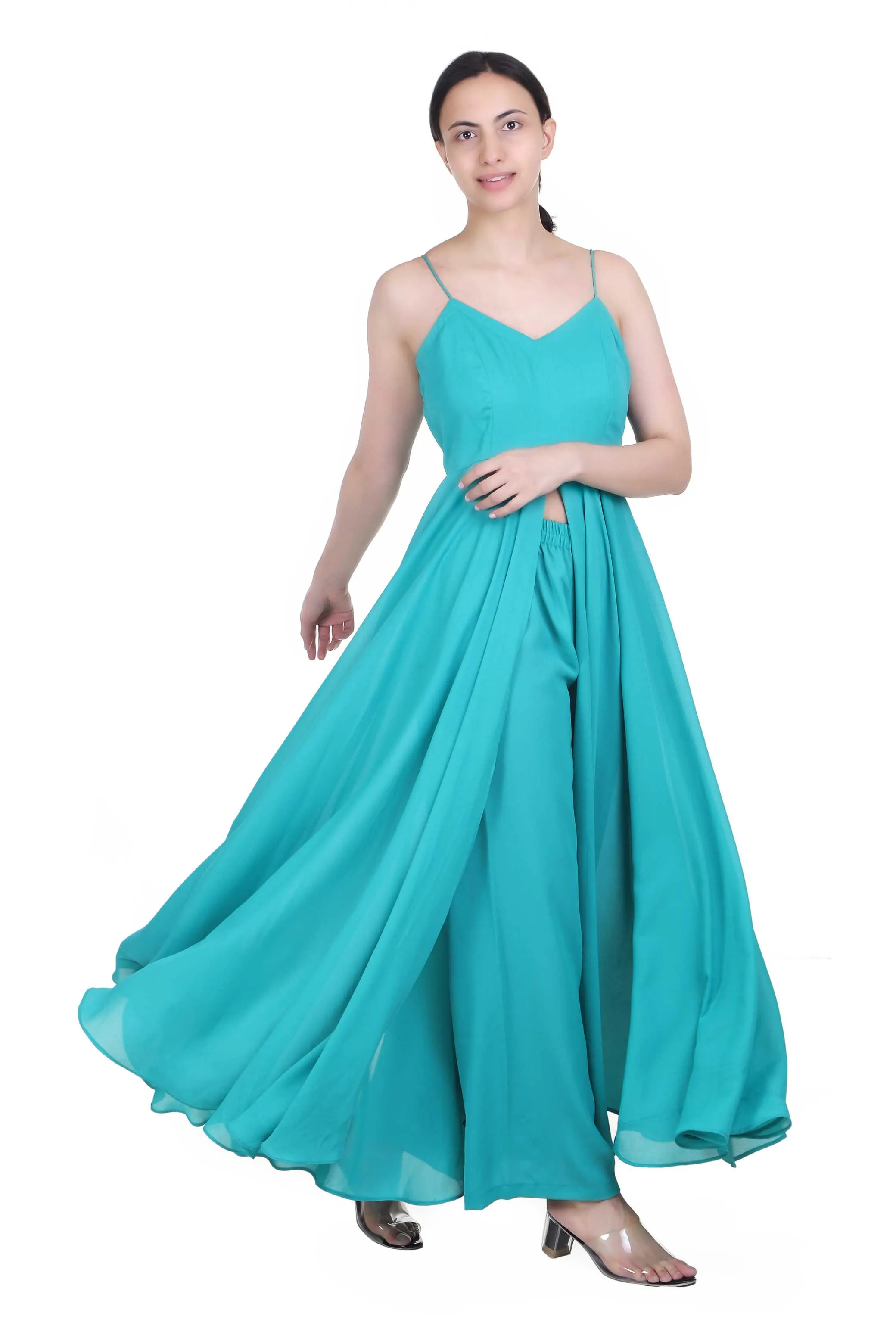 SWEETHEART NECK FLARED LONG DRESS