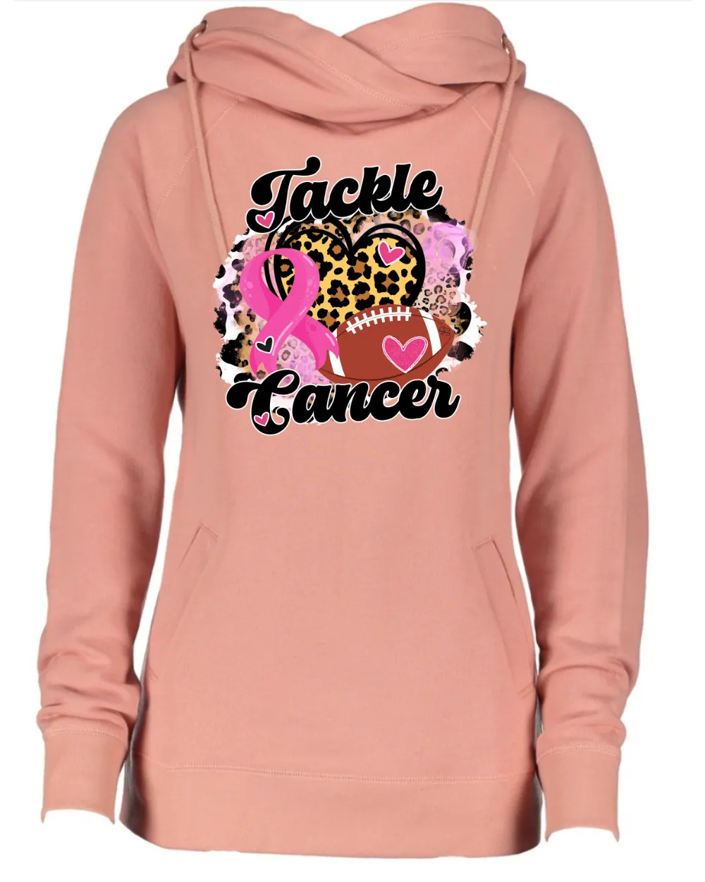 Tackle Cancer Bubble Leo Pink Out Tackle Cancer Football Cowl Double Hood Top