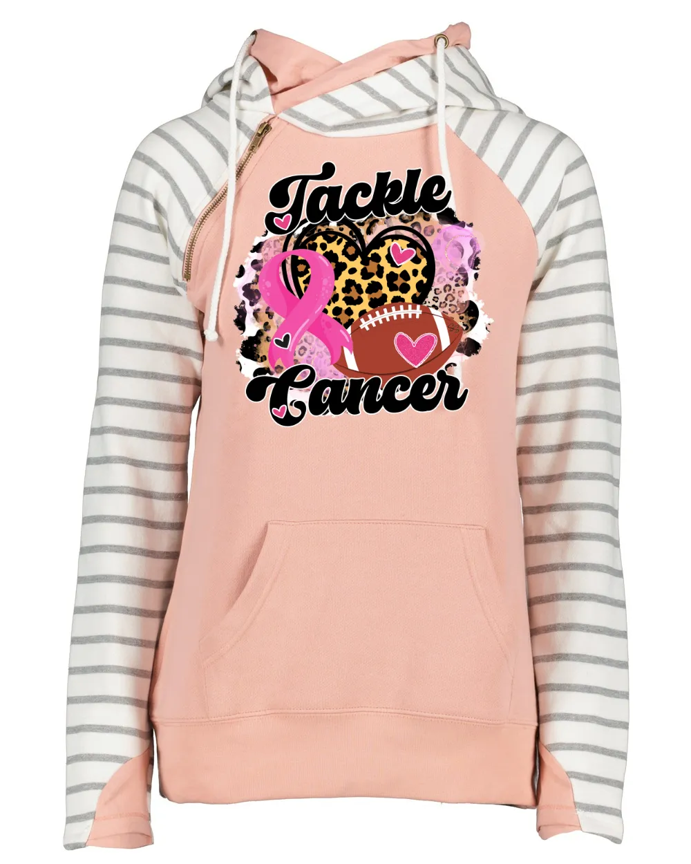 Tackle Cancer Bubble Leo Pink Out Tackle Cancer Football Cowl Double Hood Top