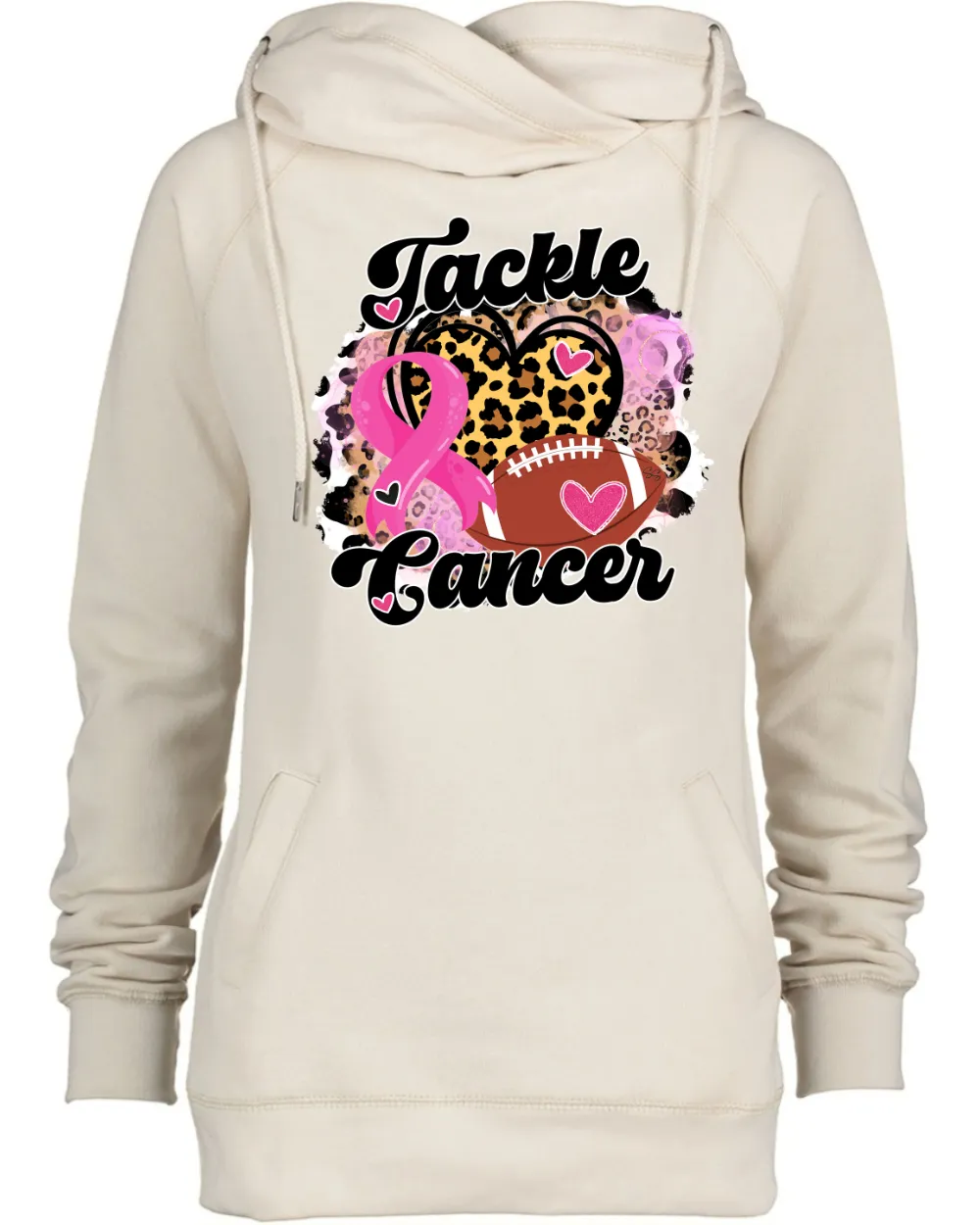 Tackle Cancer Bubble Leo Pink Out Tackle Cancer Football Cowl Double Hood Top