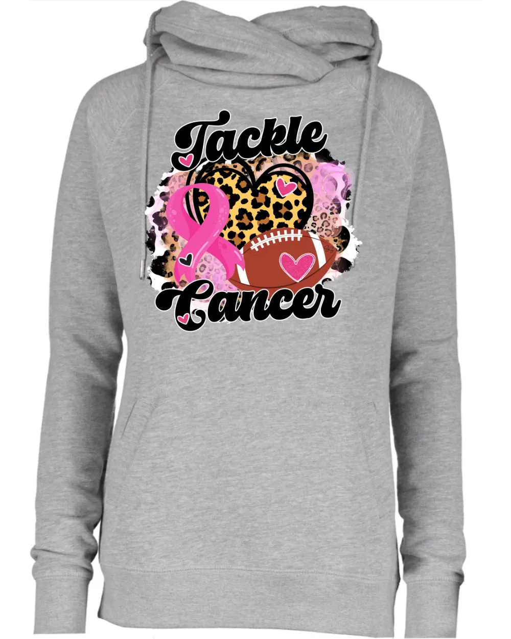 Tackle Cancer Bubble Leo Pink Out Tackle Cancer Football Cowl Double Hood Top