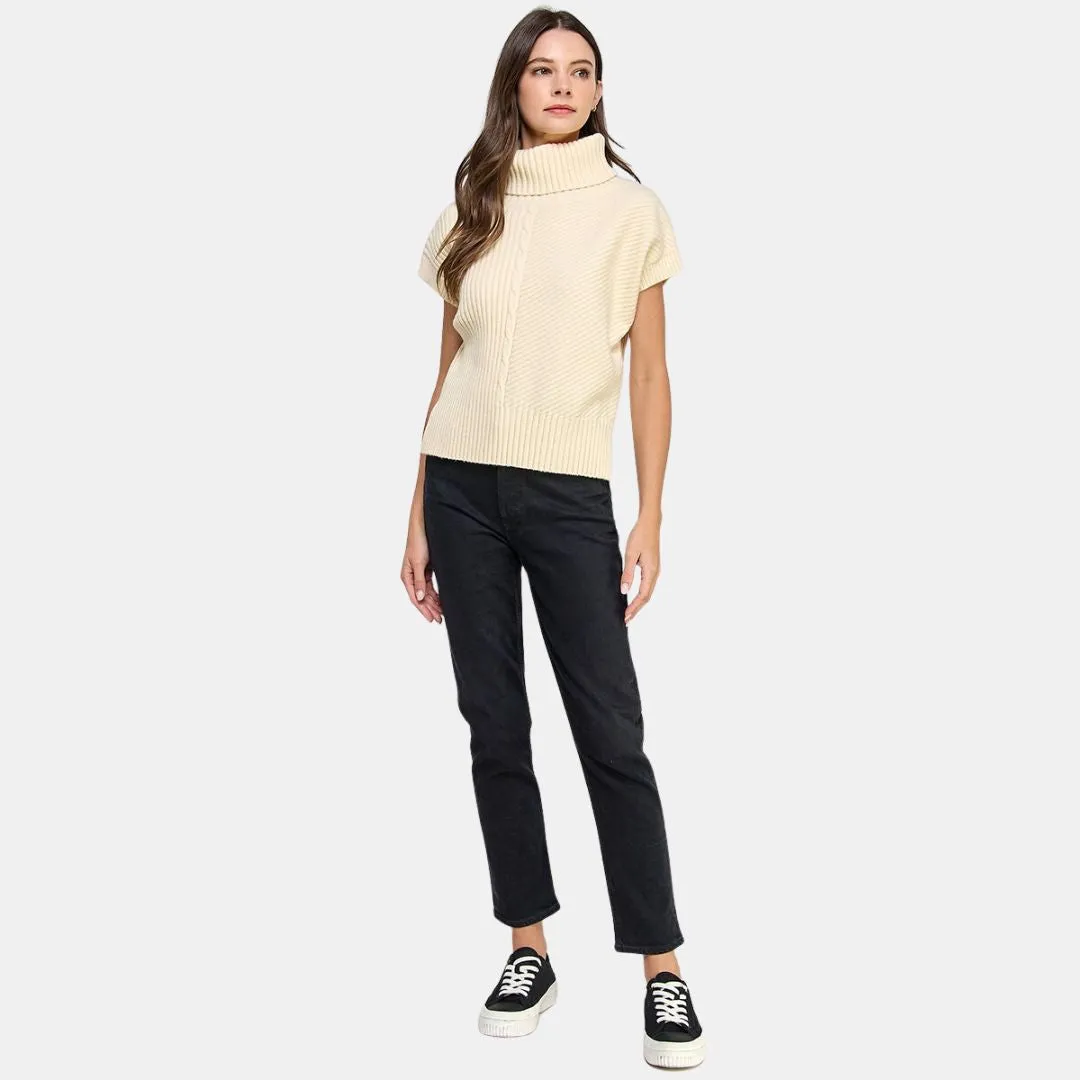 Turtleneck Sweater Vest (Cream)