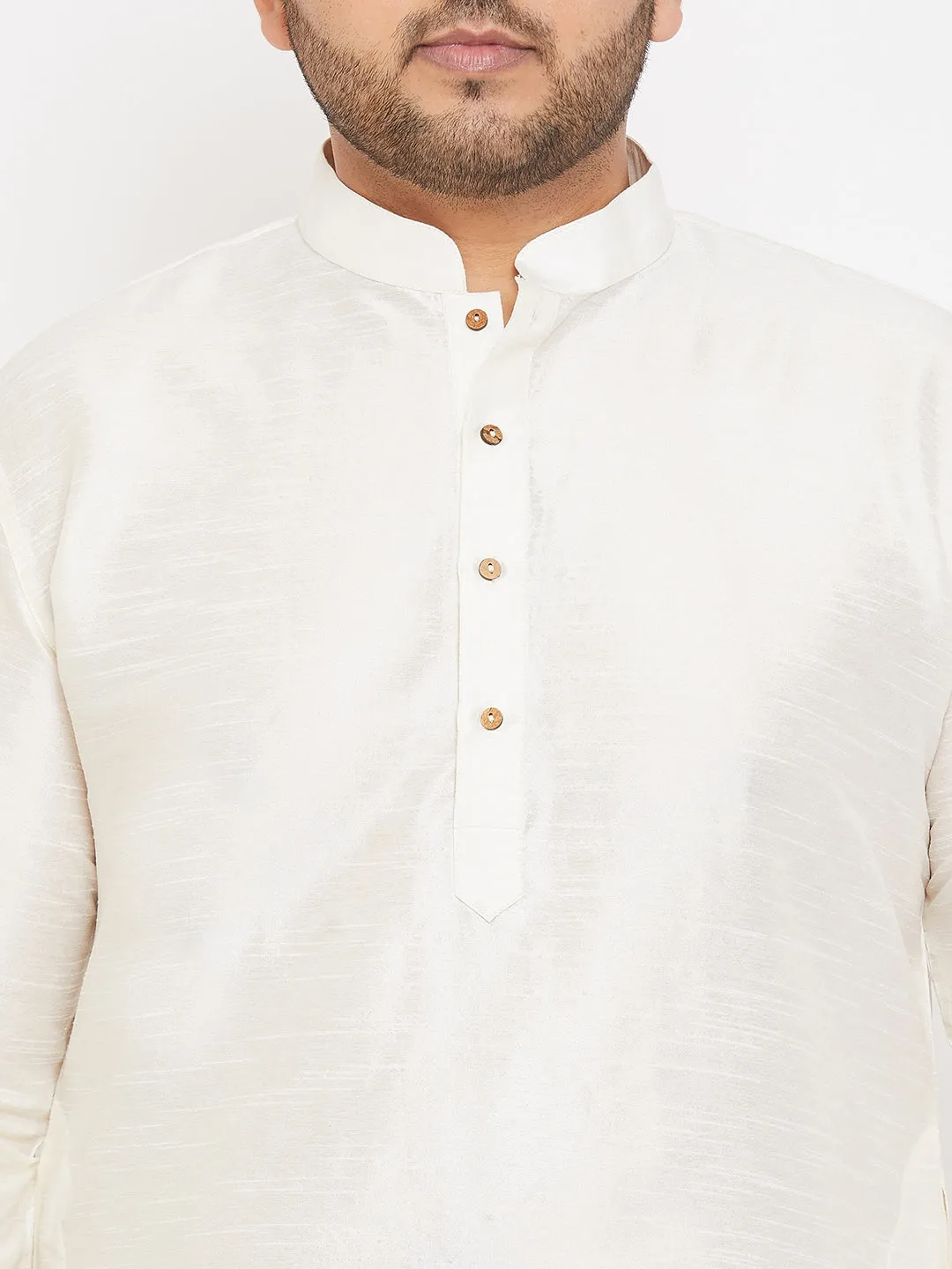 VASTRAMAY Cream Silk Plus Size Kurta
