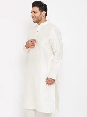 VASTRAMAY Cream Silk Plus Size Kurta