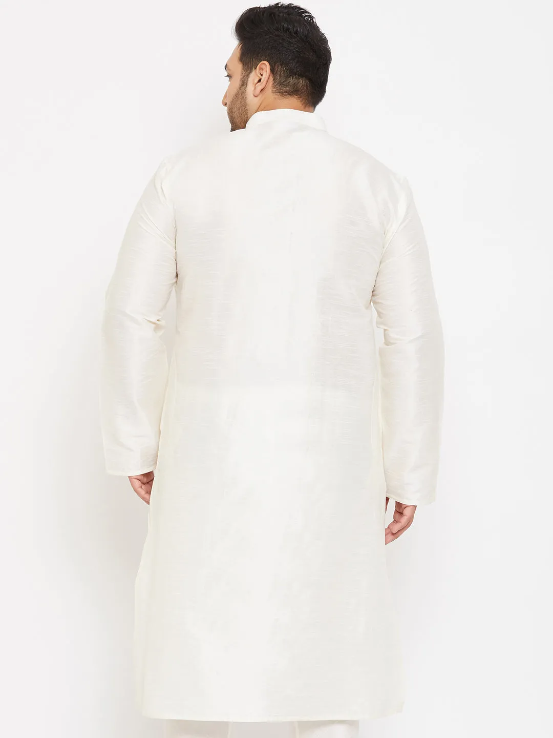 VASTRAMAY Cream Silk Plus Size Kurta