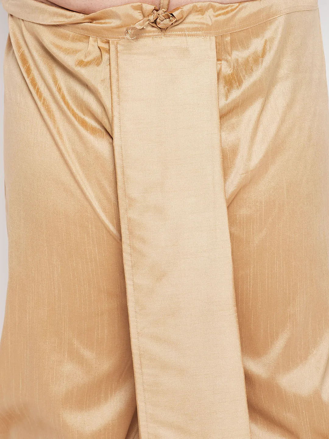 VASTRAMAY Maroon Kurta & Rose Gold Dhoti