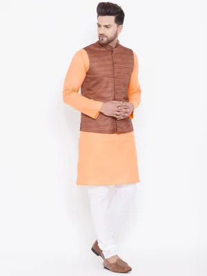 VASTRAMAY Men's Cotton Jacket, Kurta Set
