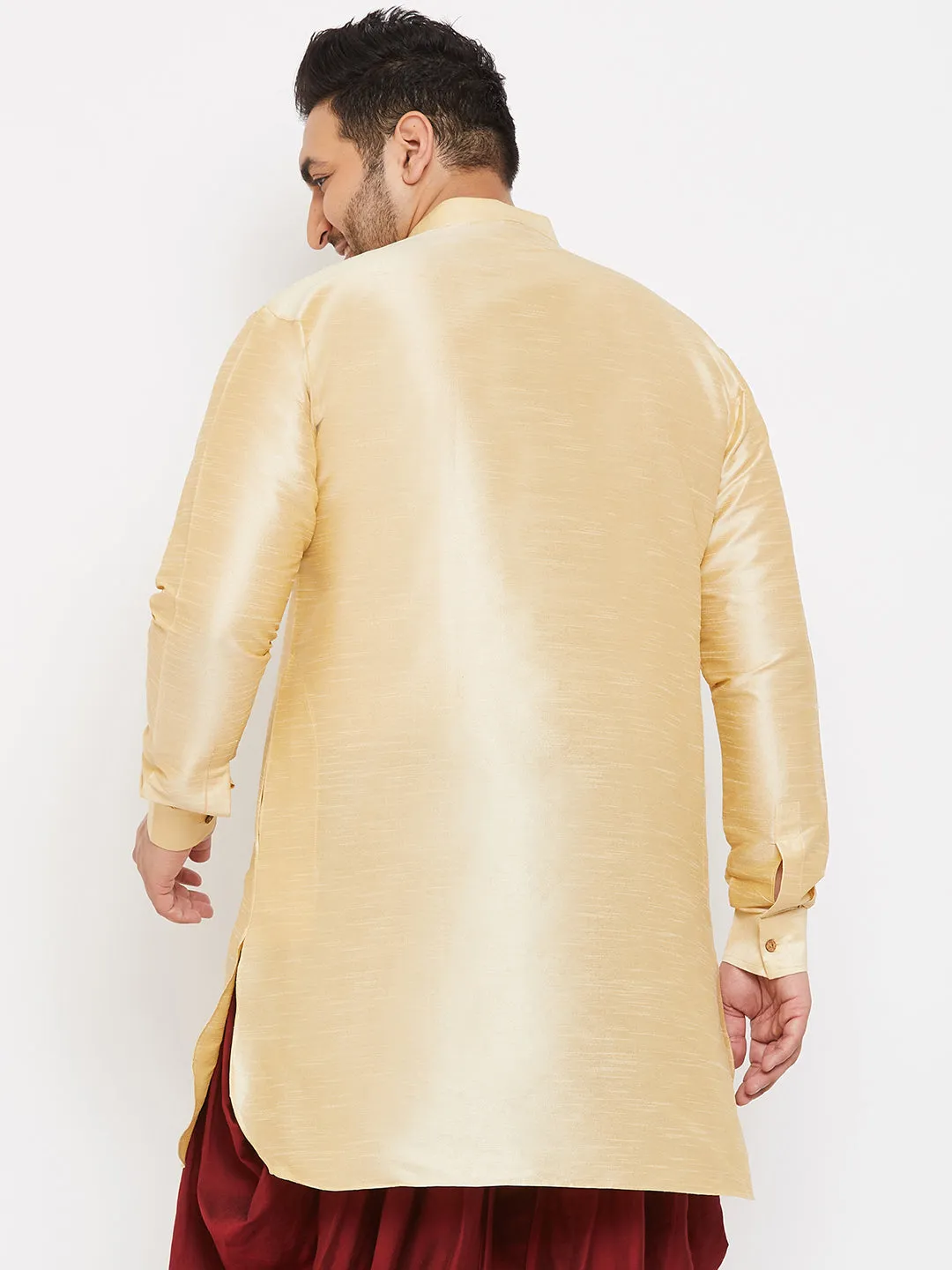 VASTRAMAY Men's Golden Silk Kurta