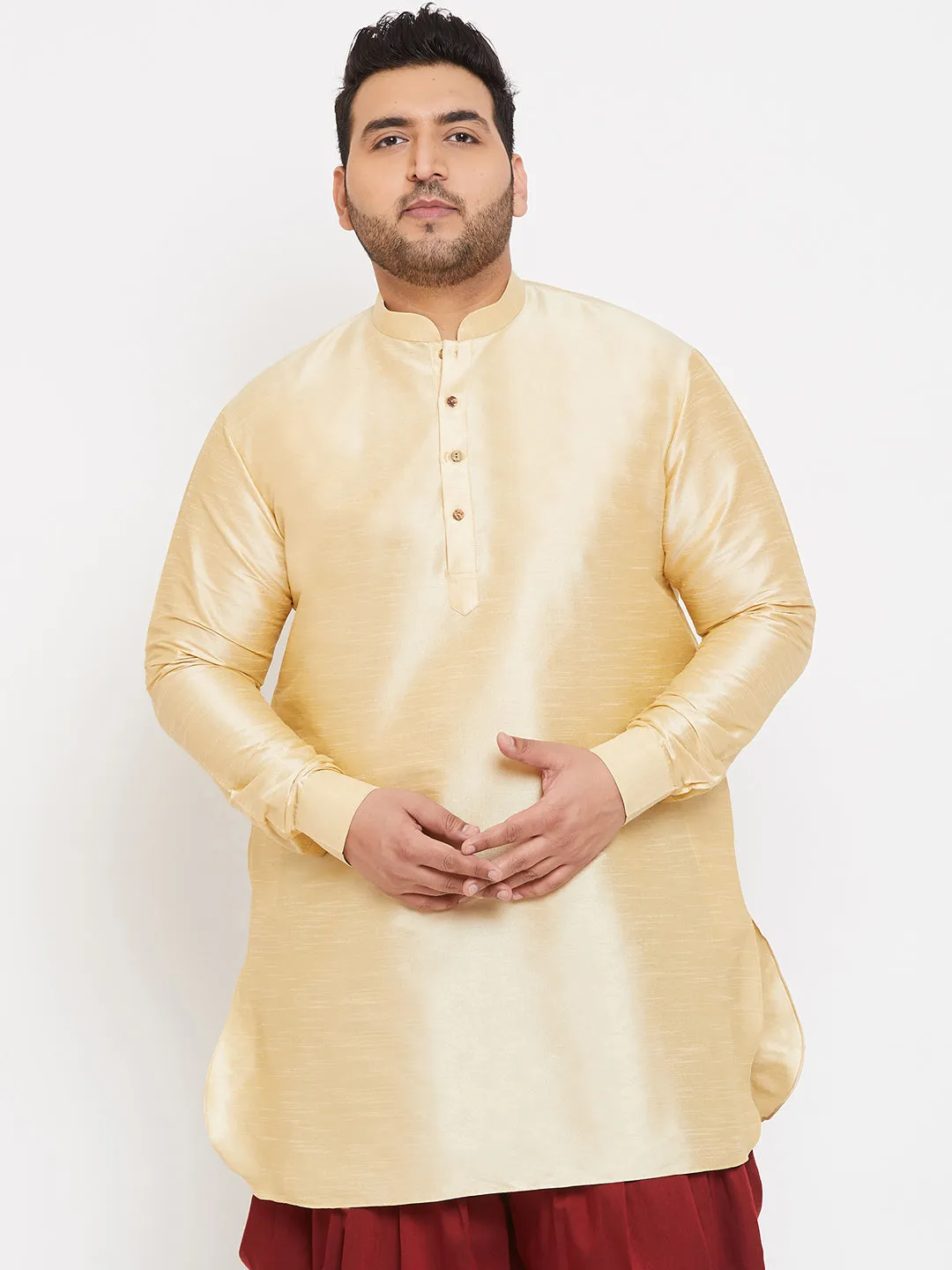 VASTRAMAY Men's Golden Silk Kurta