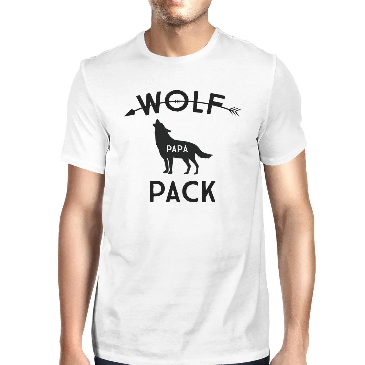 Wolf Papa Mens White Graphic T-Shirt Funny Gift Idea For New Dads