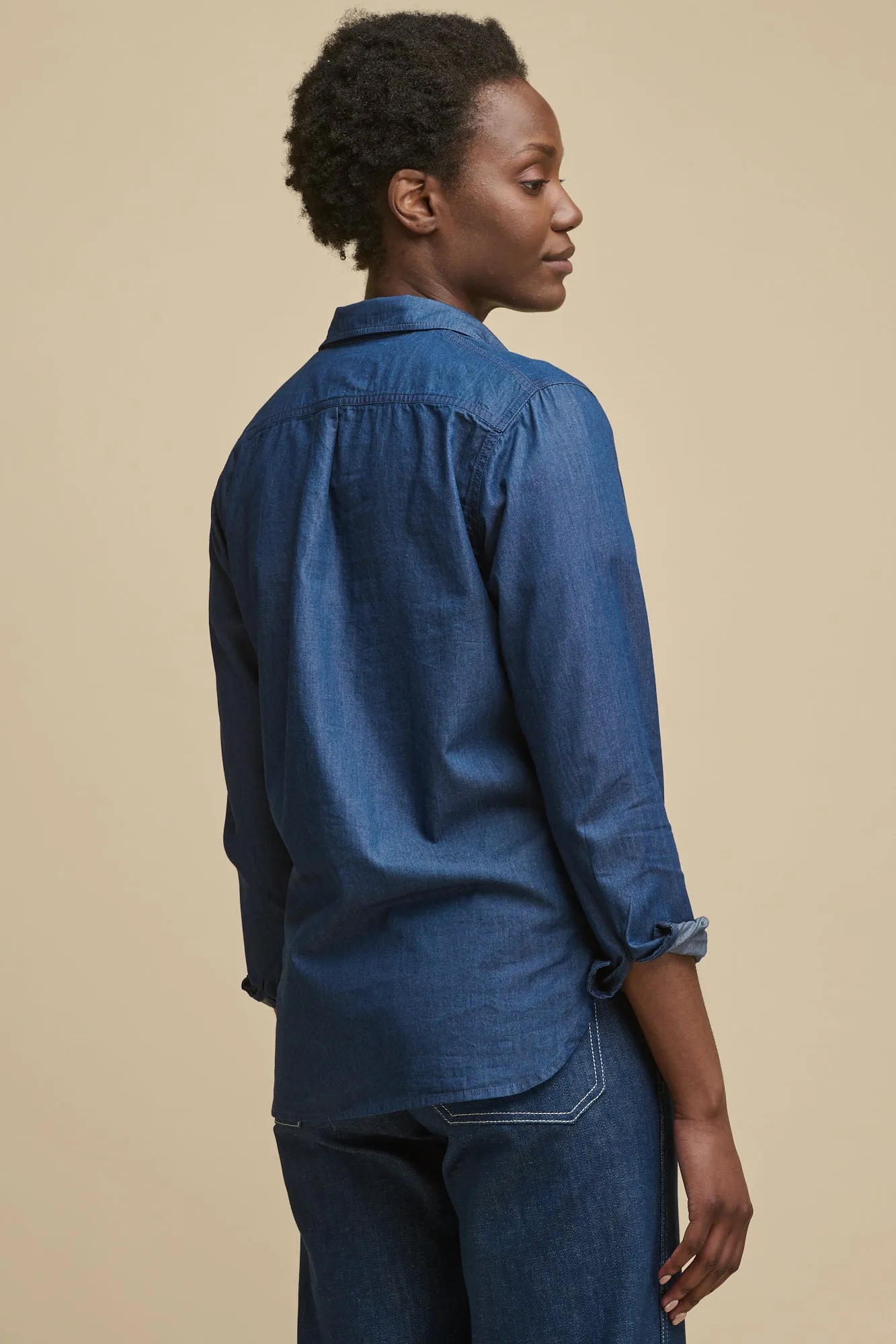 Women's Olivia Half Placket Lightweight Denim Shirt - Indigo